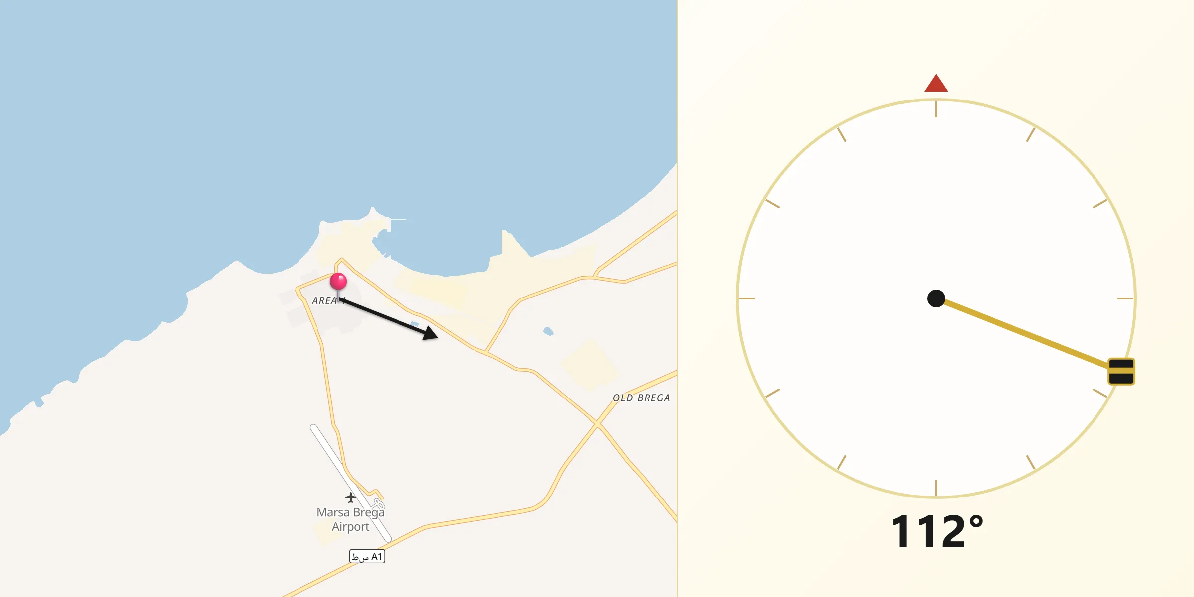 اتجاه القبلة من البريقة