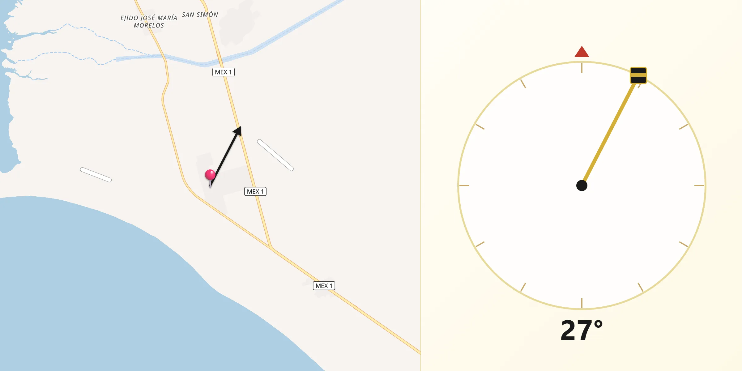 Dirección de la Qibla desde Luis Rodríguez (El Vergel)