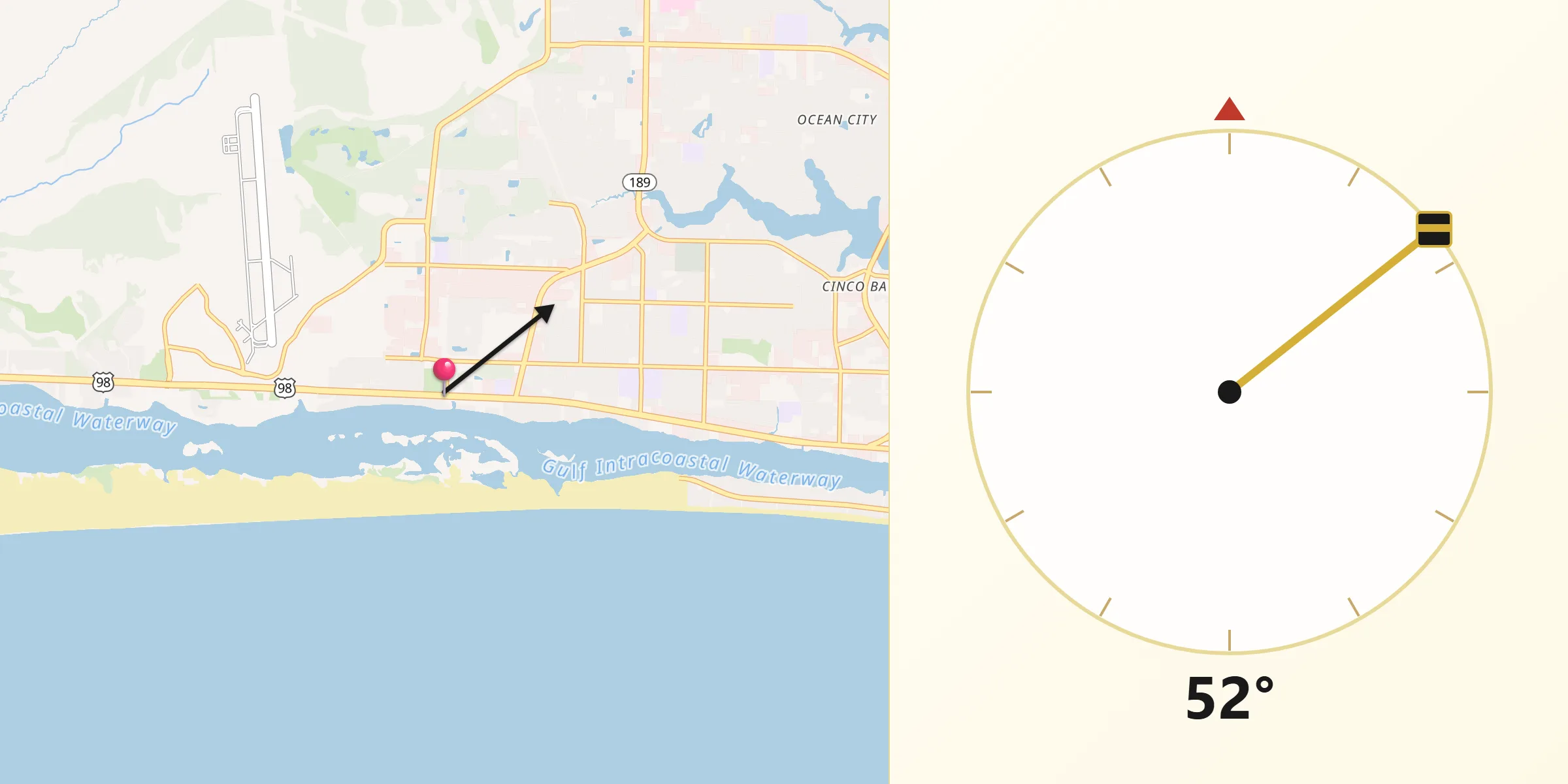 Qibla Direction from Mary Esther