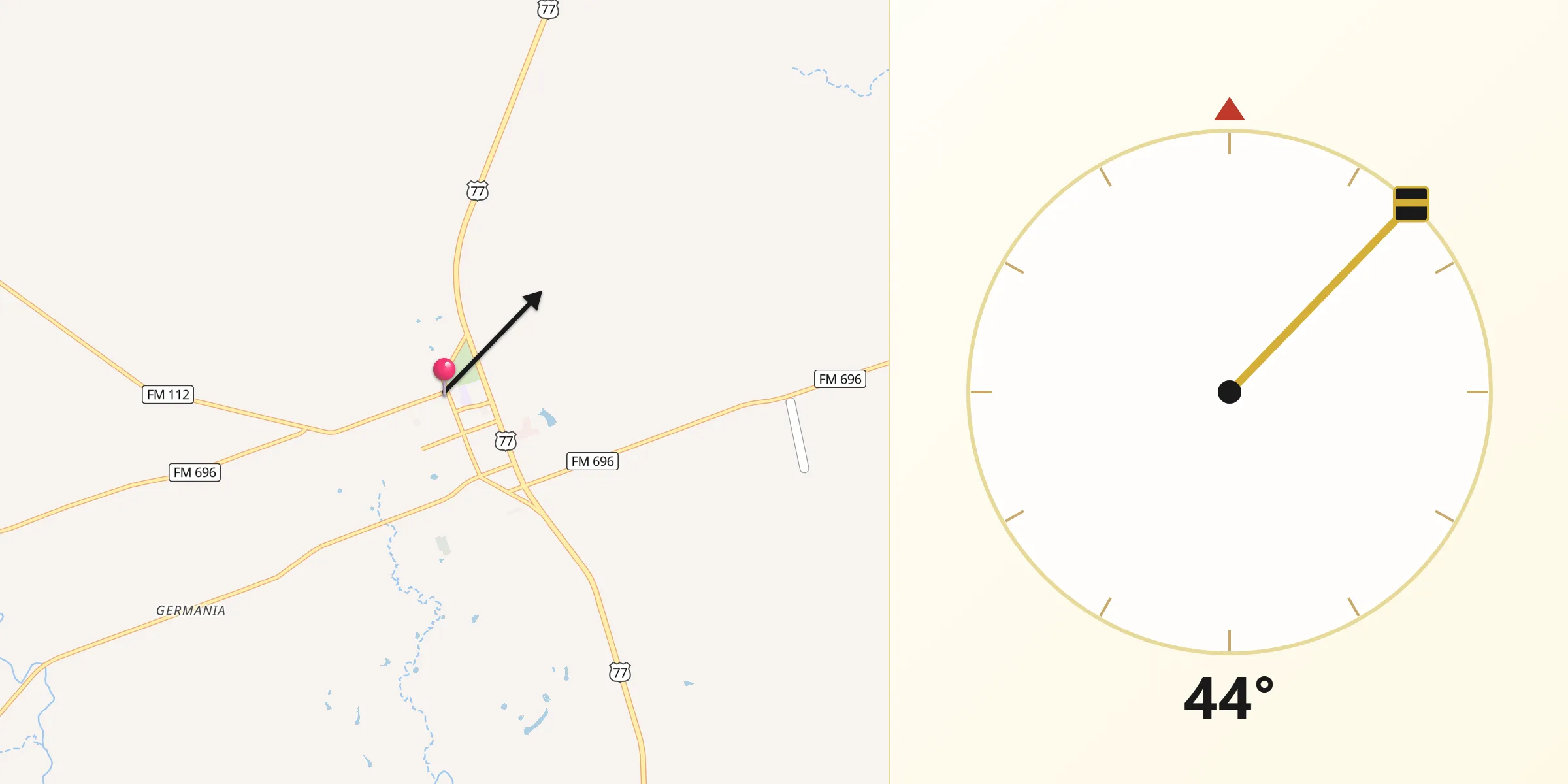 Dirección de la Qibla desde Lexington