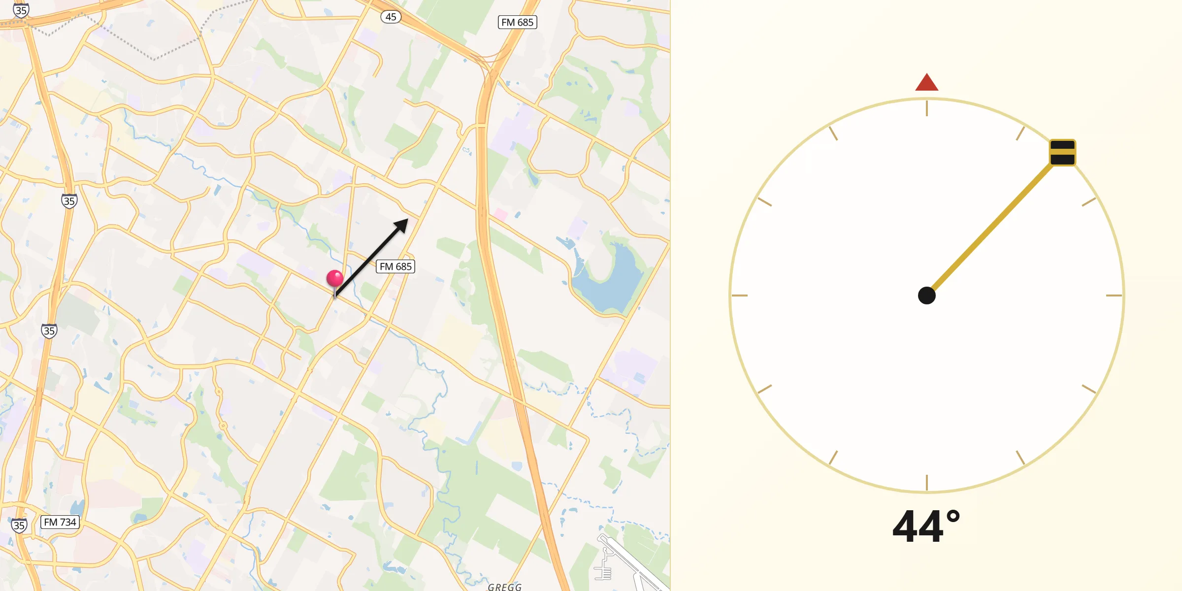 Qibla Direction from Pflugerville