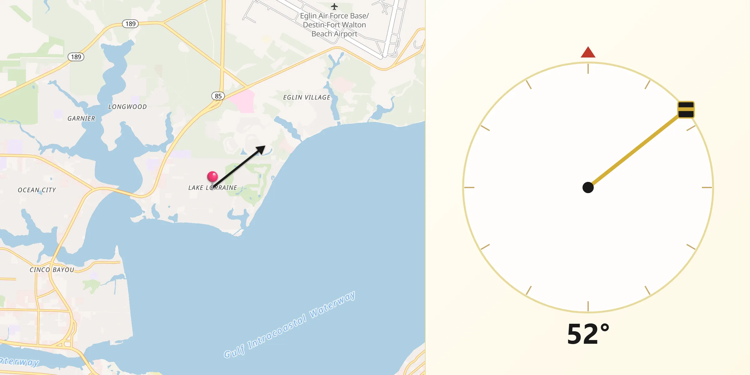 Qibla Direction from Lake Lorraine