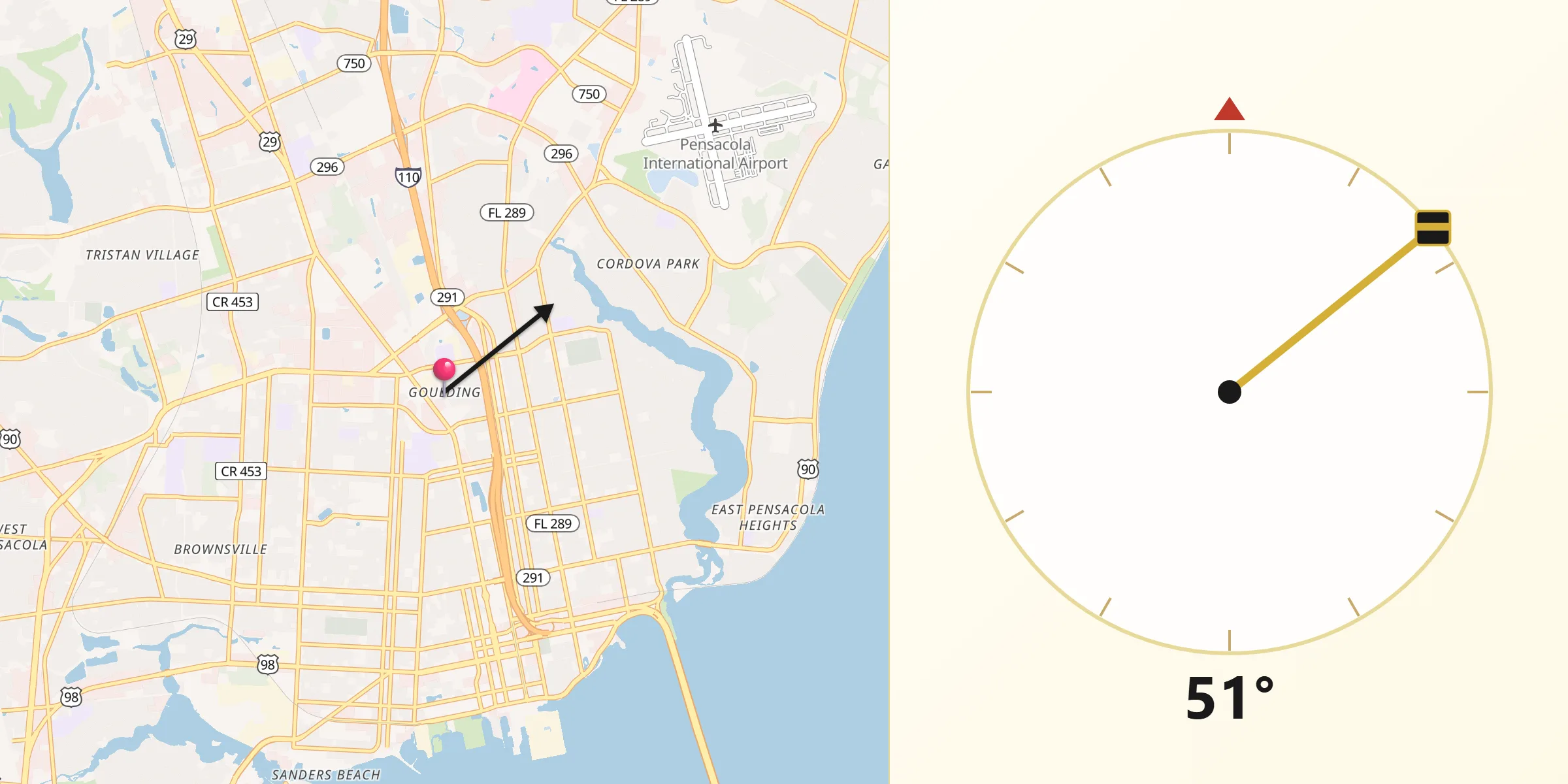 Qibla Direction from Goulding