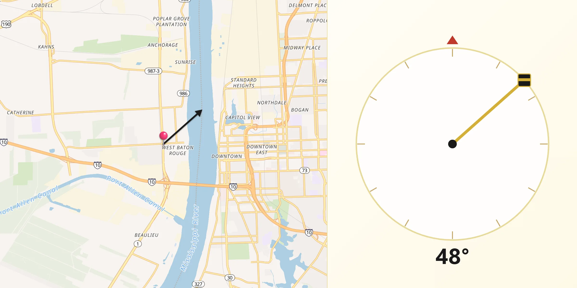 Qibla Direction from Port Allen