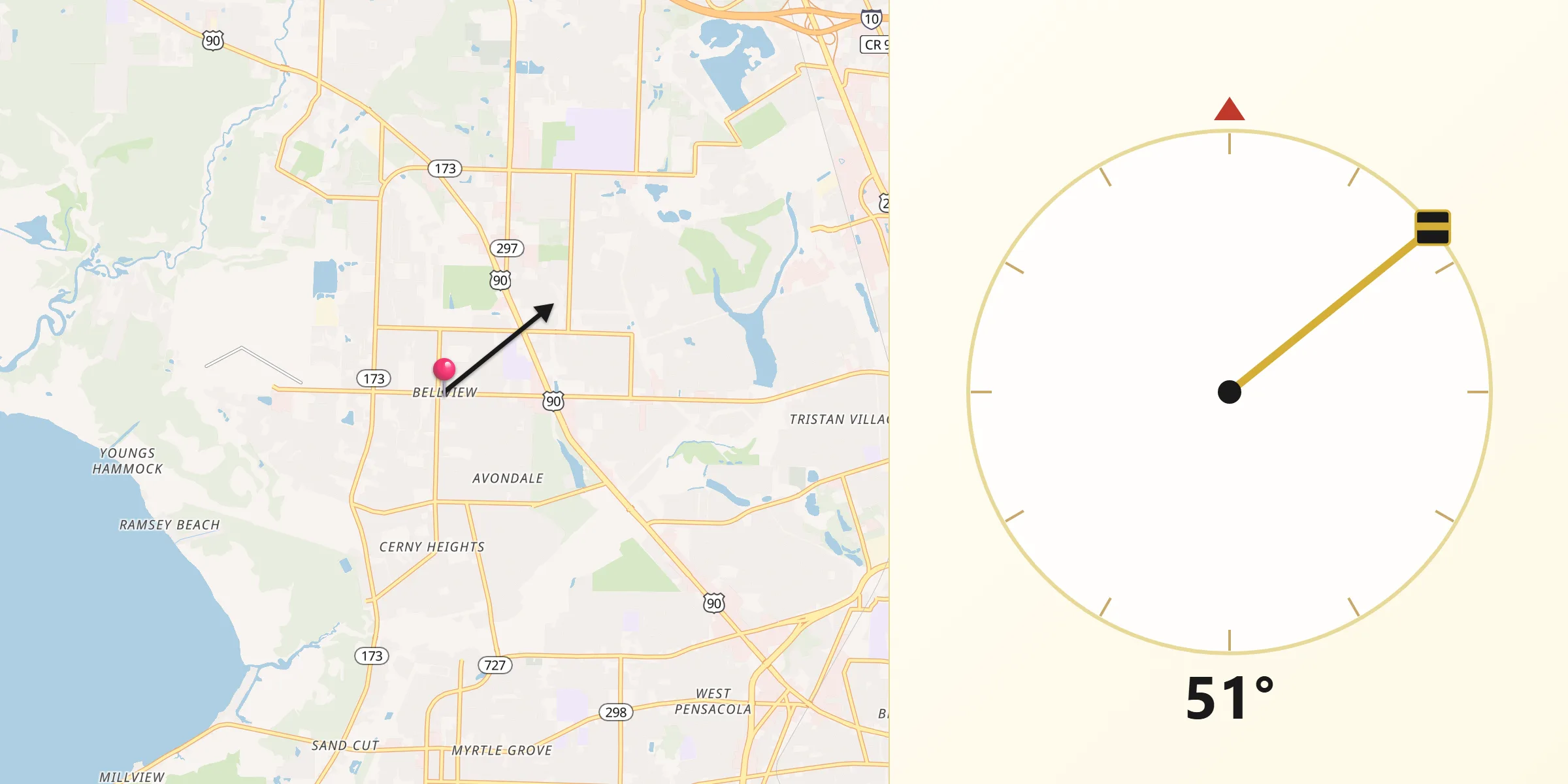 Qibla Direction from Bellview