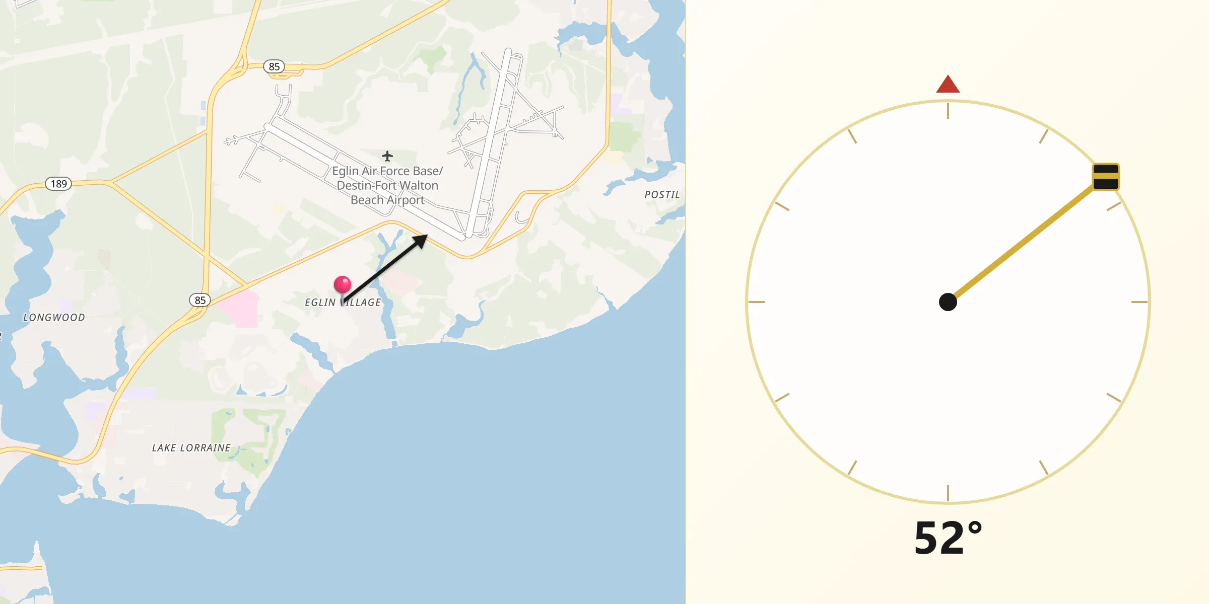 Qibla Direction from Eglin Village