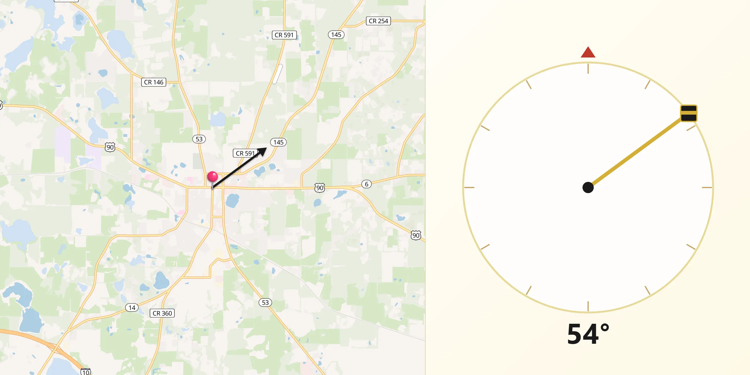 Direzione della Qibla da Madison