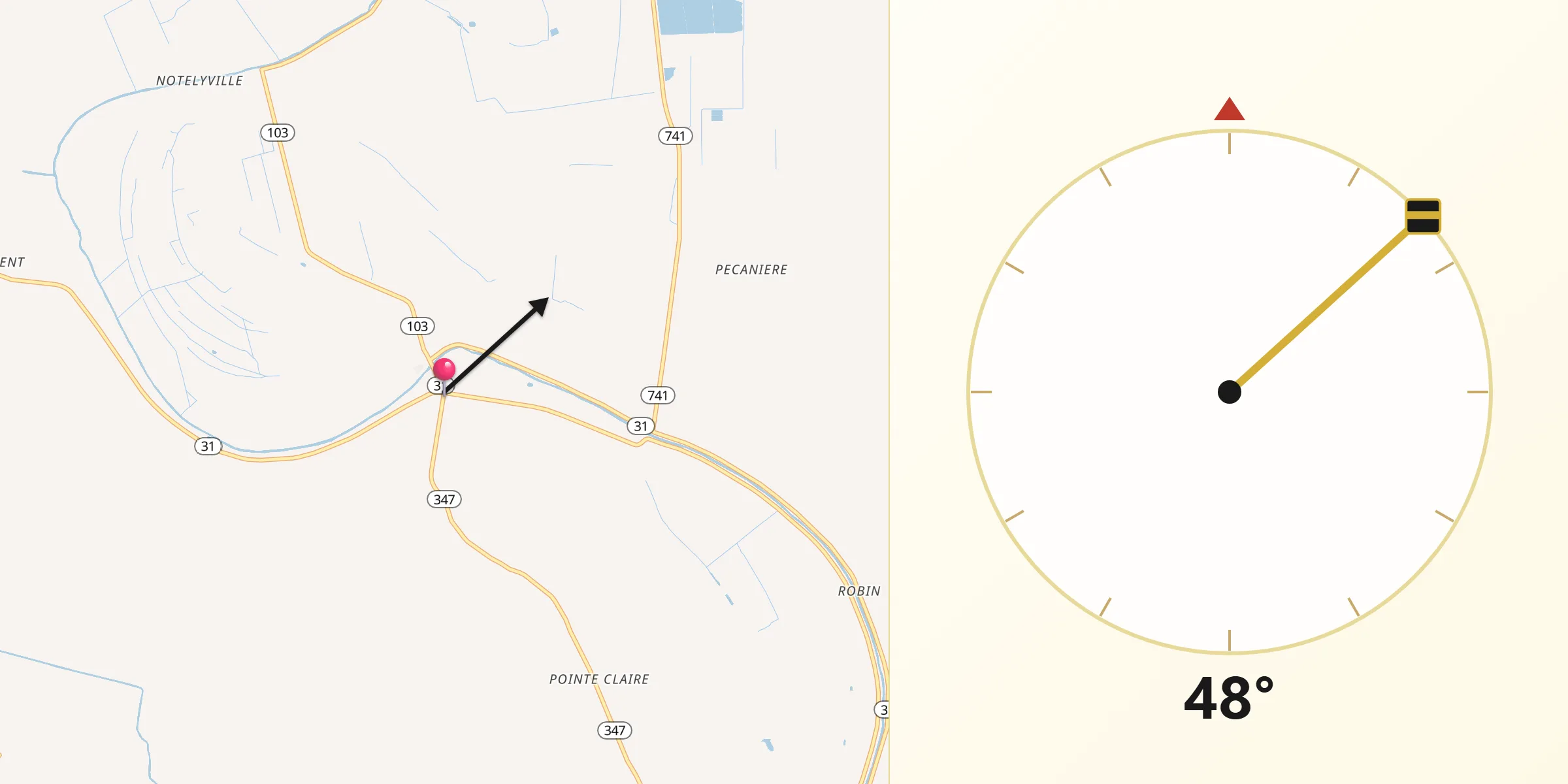 Qibla Direction from Leonville