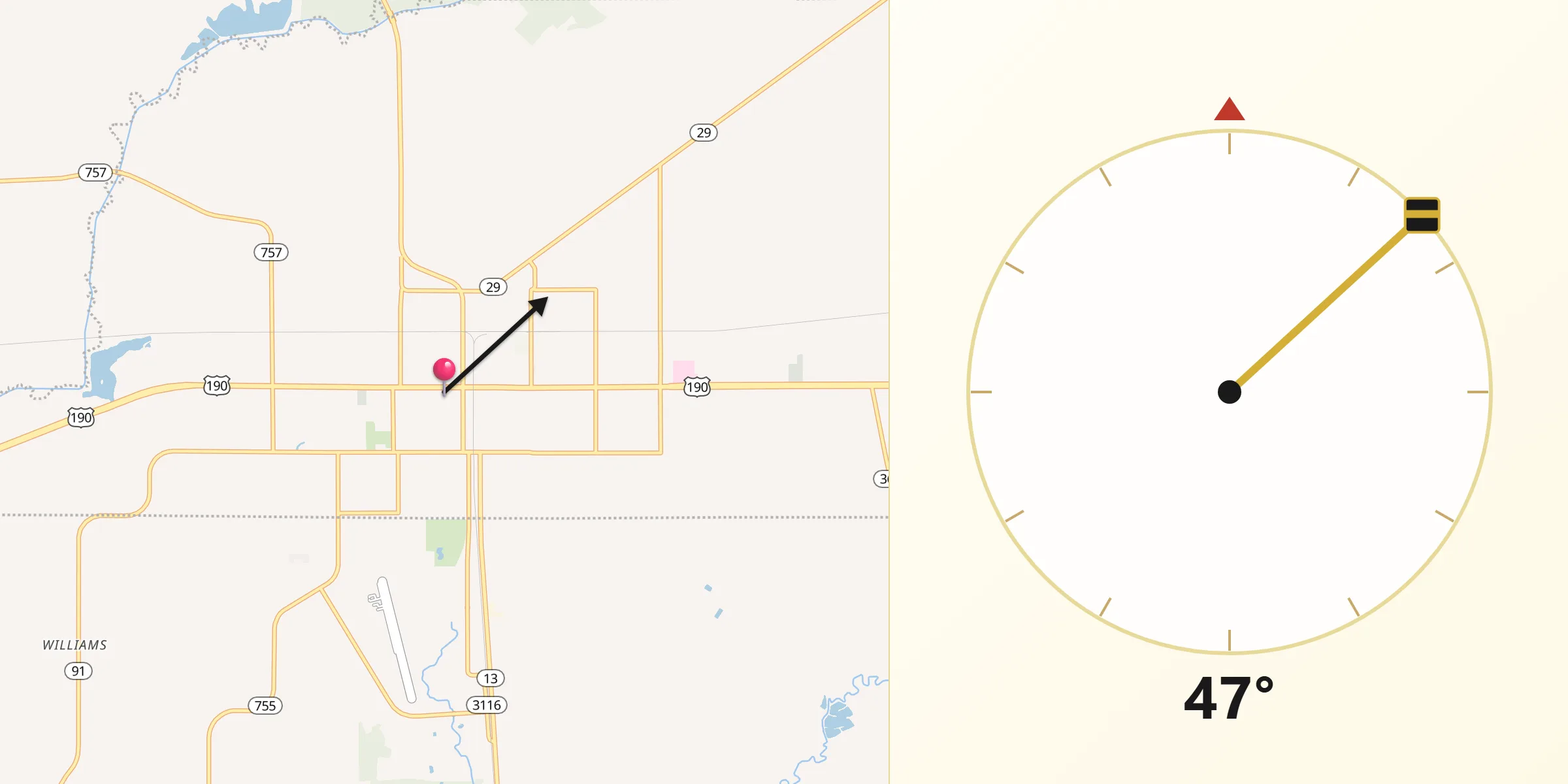 Qibla Direction from Eunice