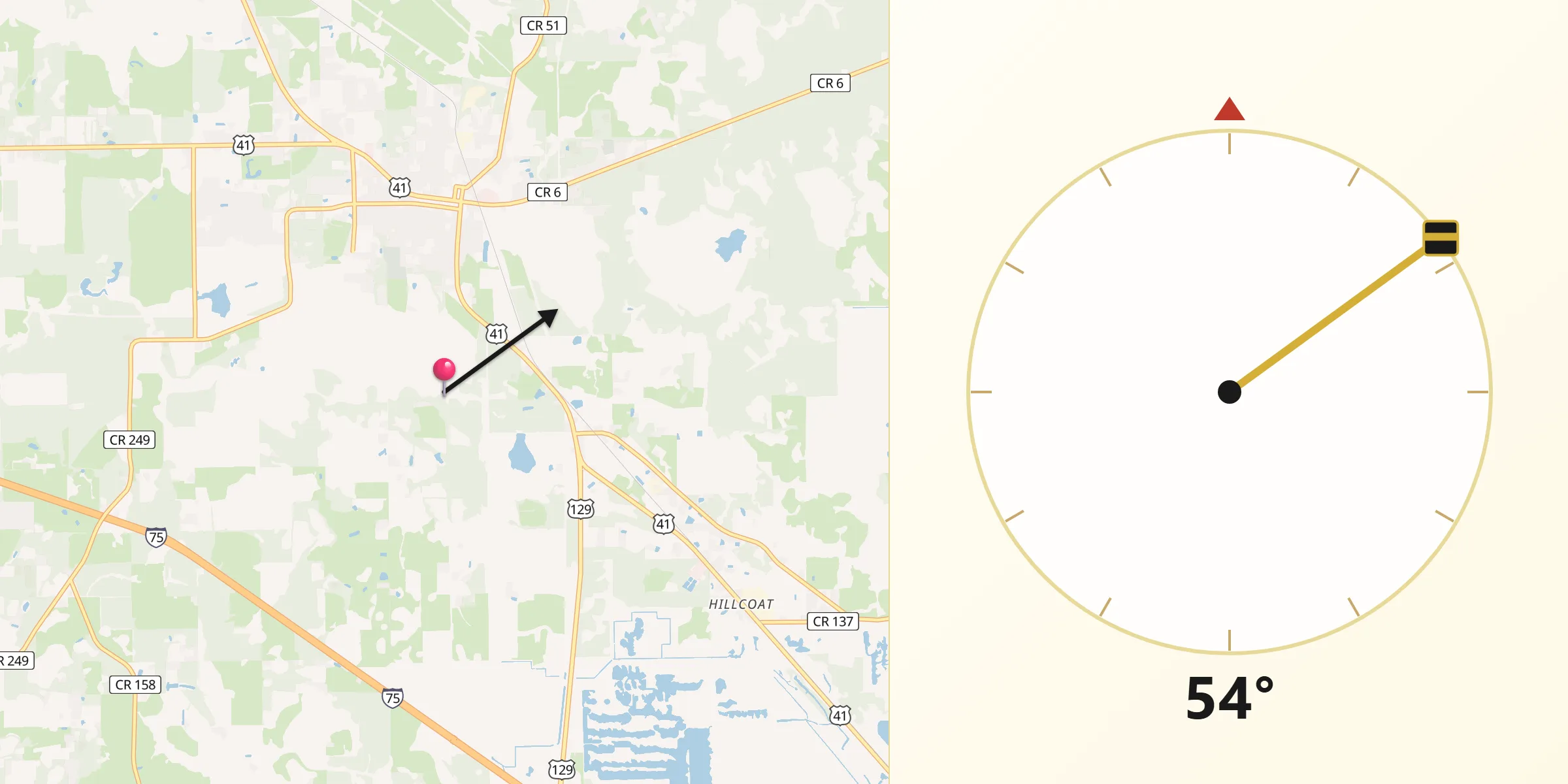 Qibla Direction from Hamilton County