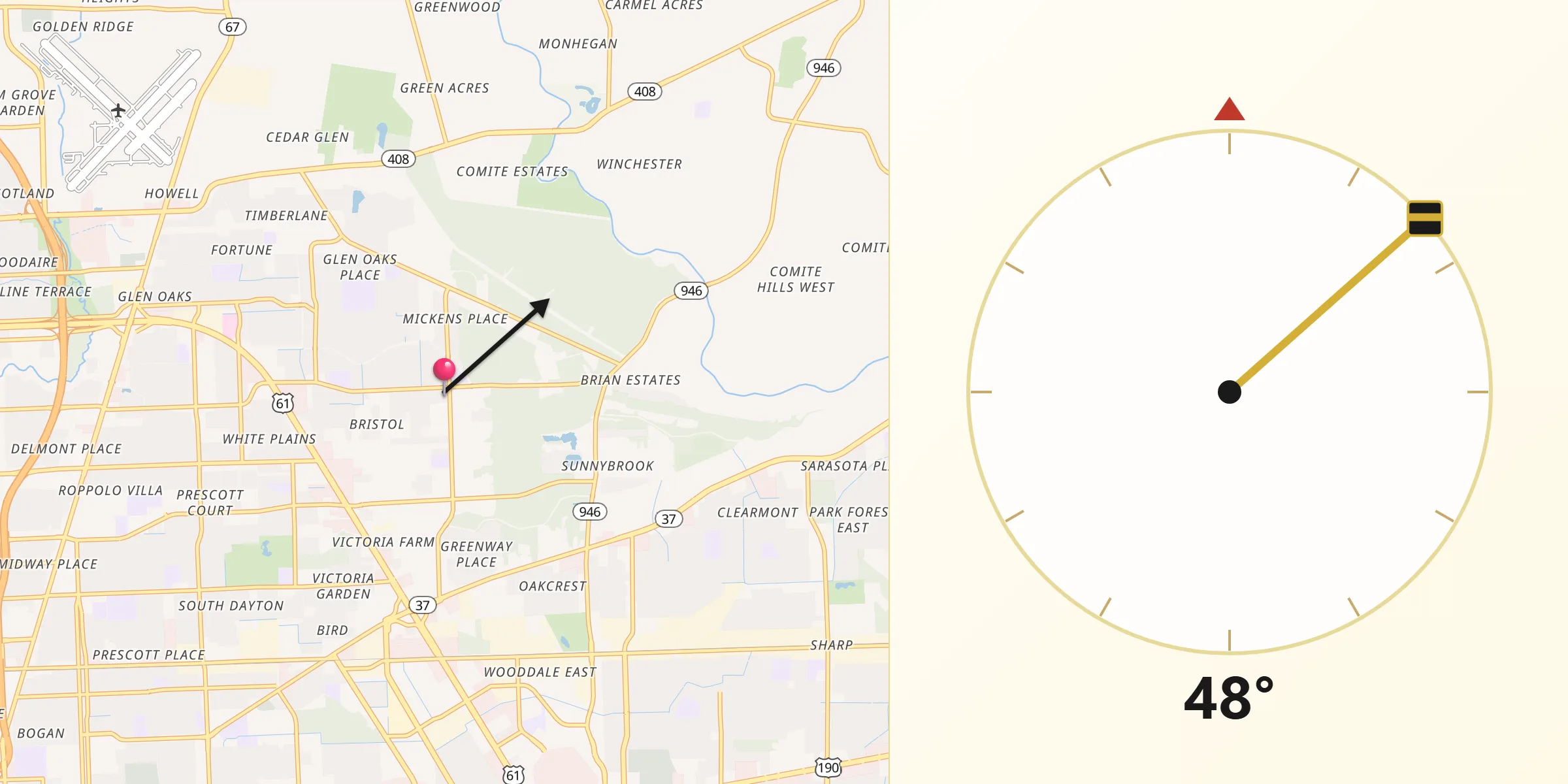Qibla Direction from Merrydale