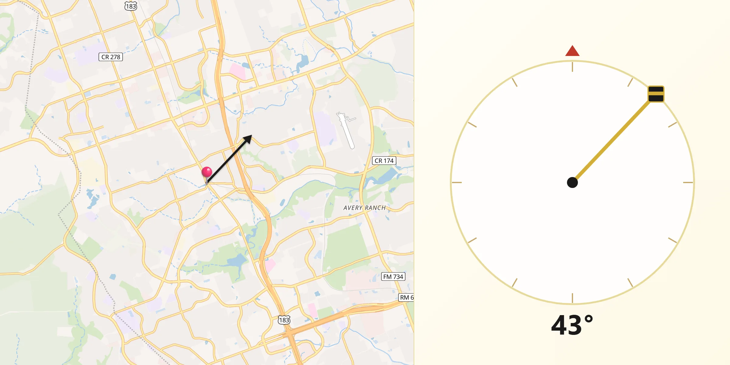 Qibla Direction from Cedar Park