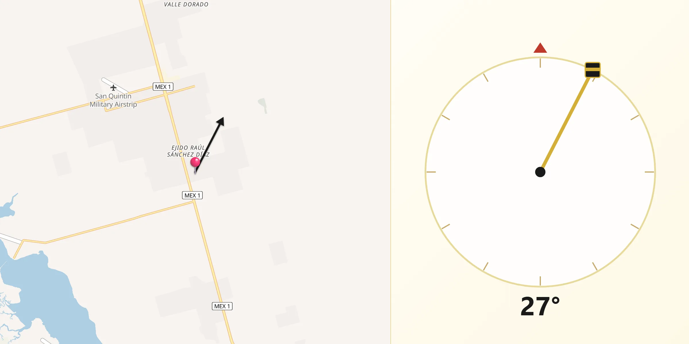 Dirección de la Qibla desde Colonia Nueva Era