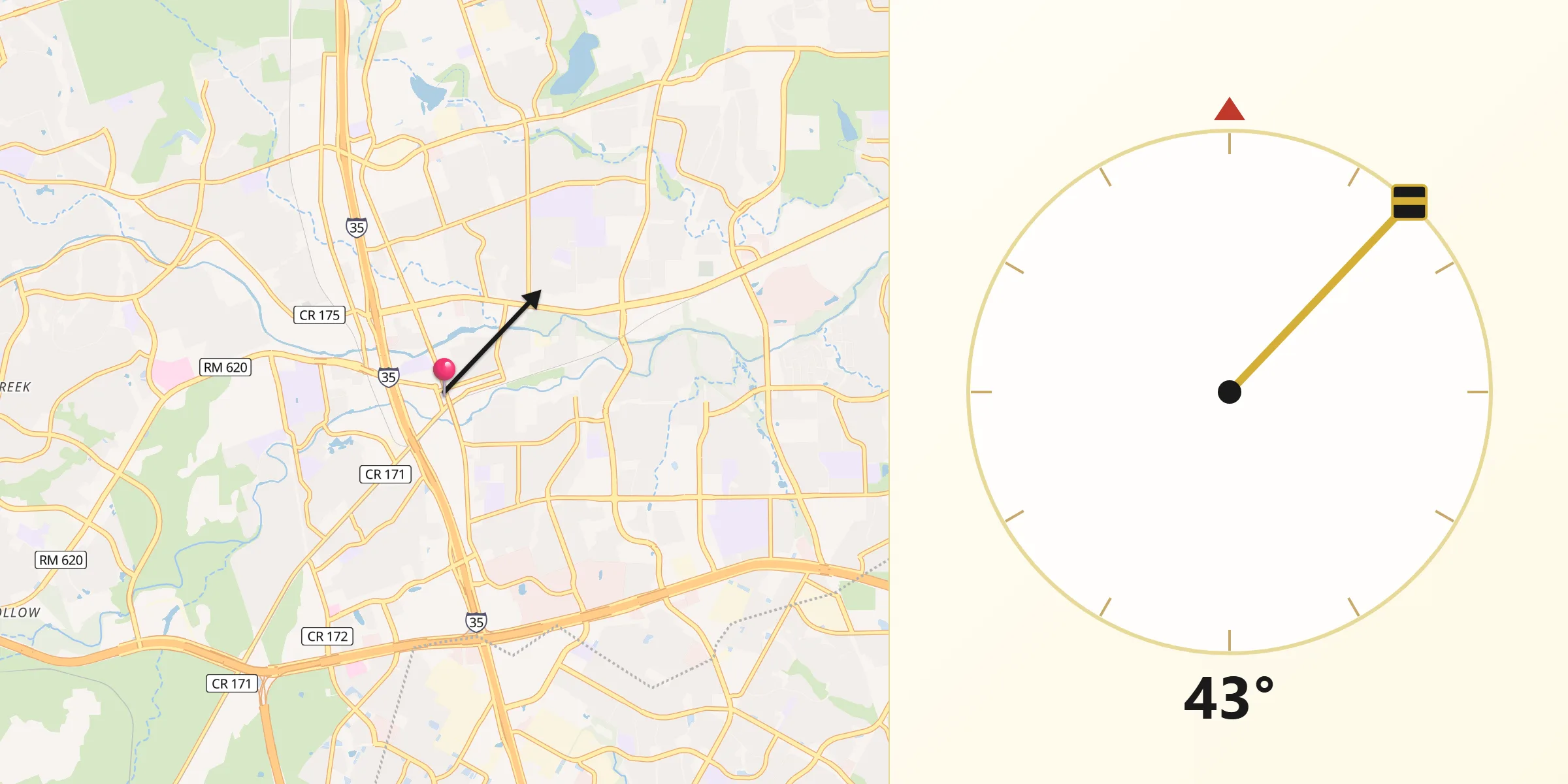 Qibla Direction from Round Rock