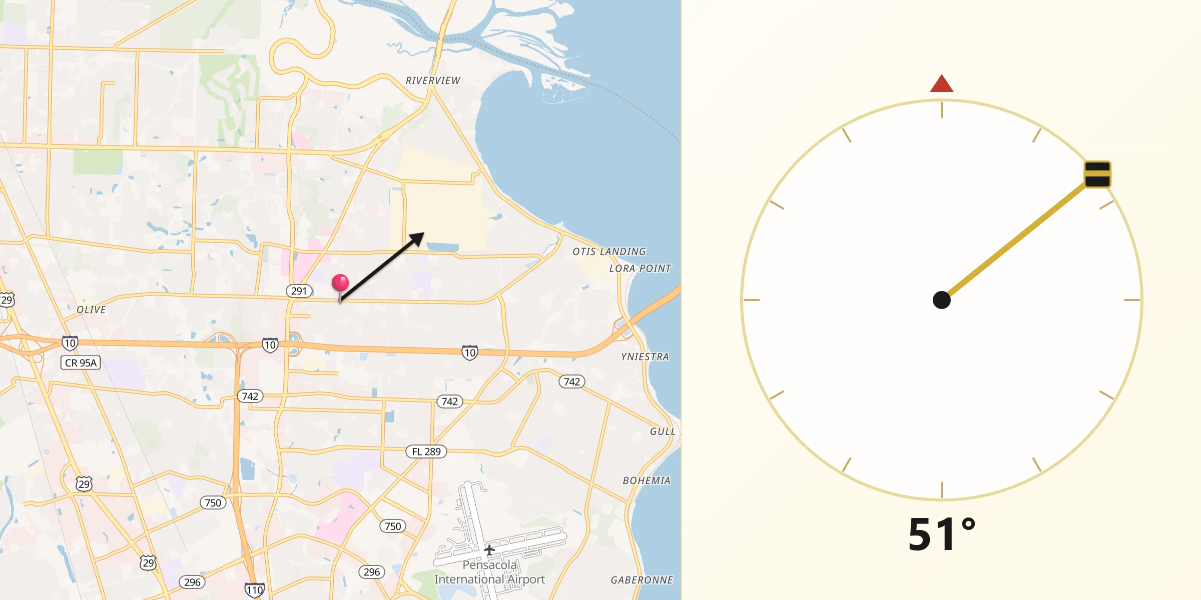 Qibla Direction from Ferry Pass