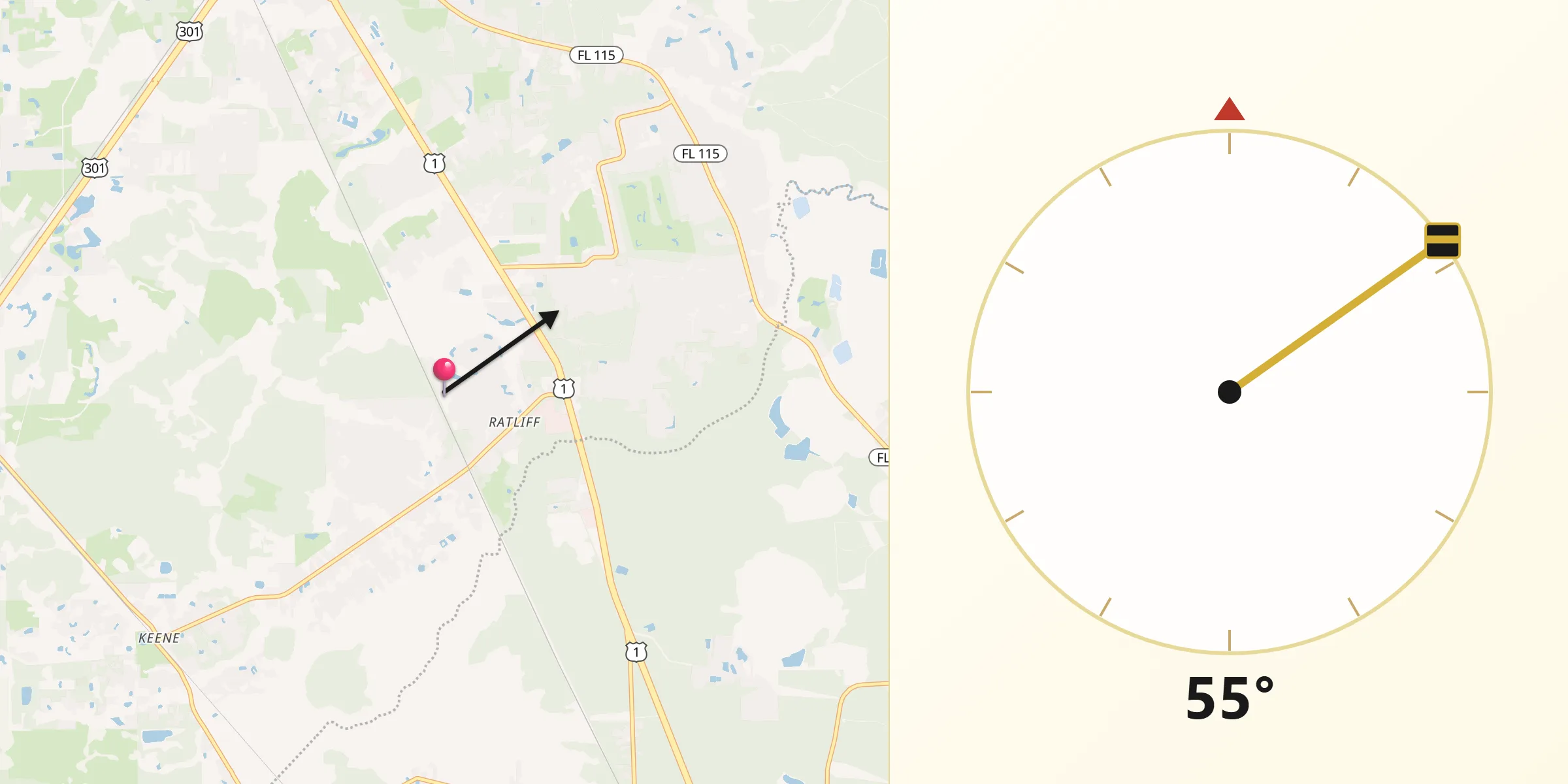 Qibla Direction from Nassau Village-Ratliff
