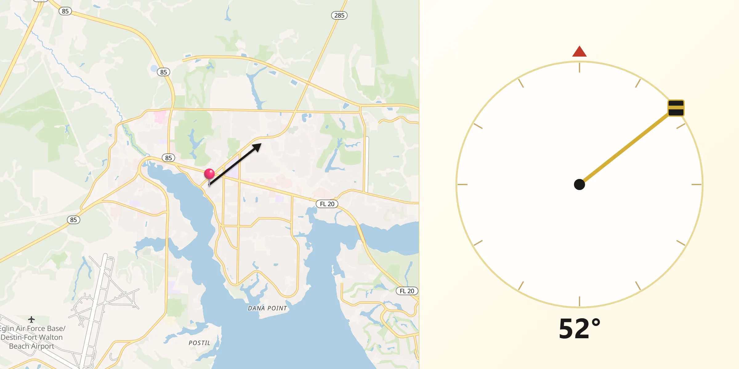 Qibla Direction from Niceville