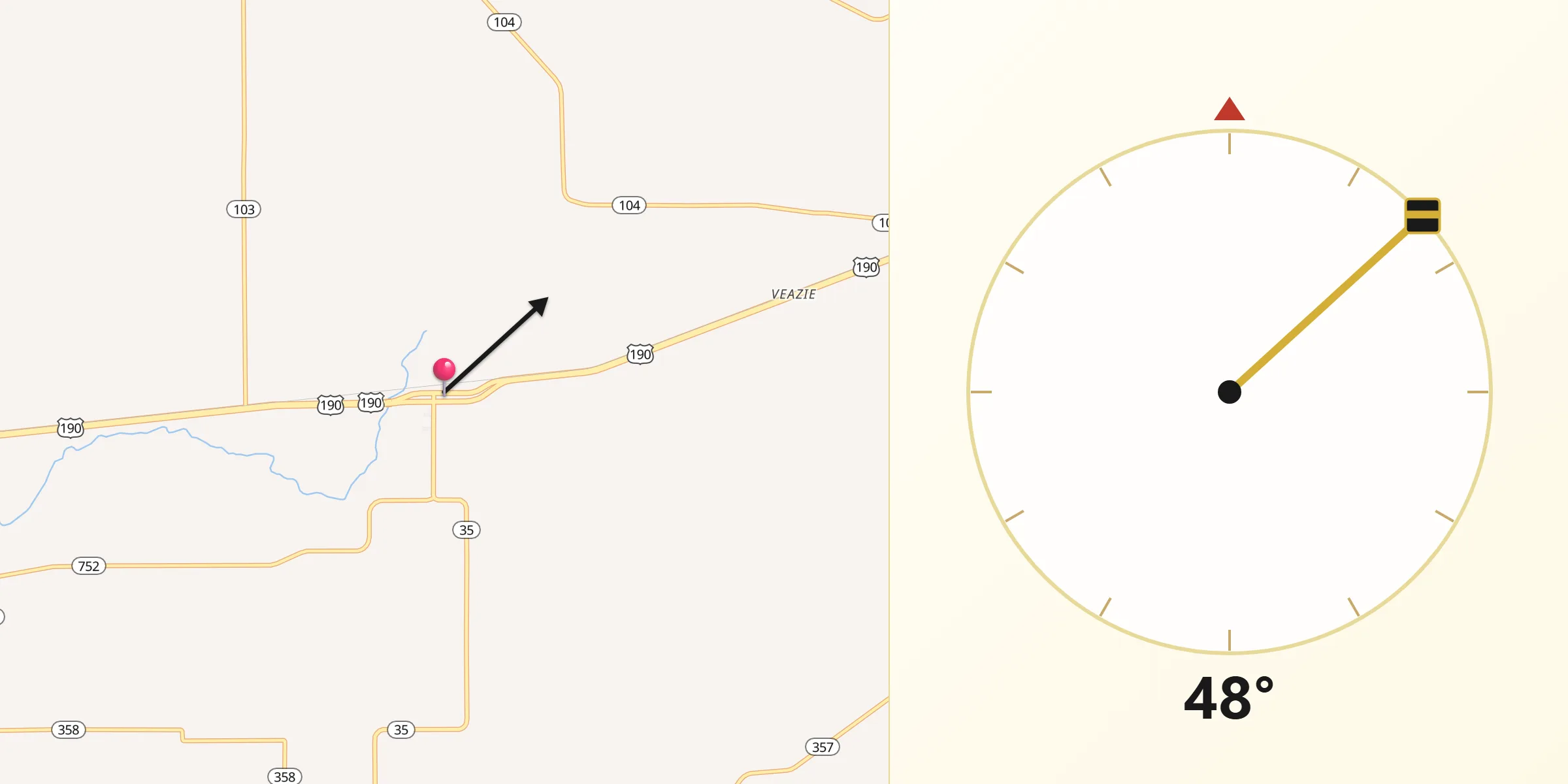 Qibla Direction from Lawtell