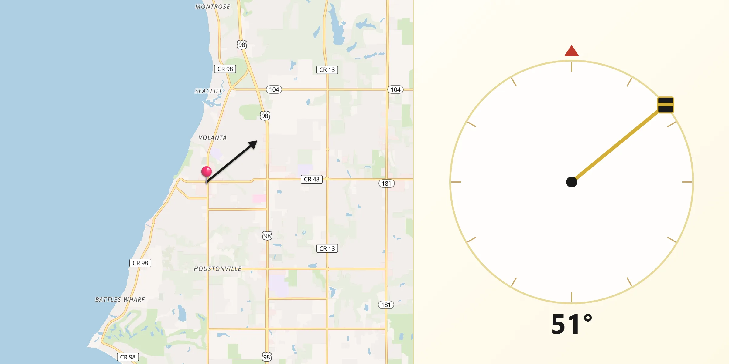 Qibla Direction from Fairhope