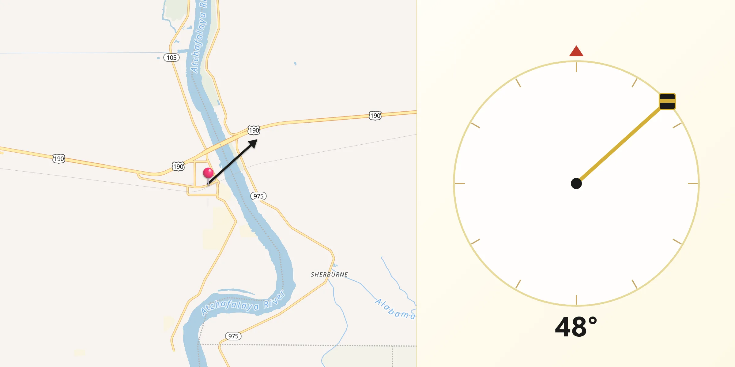 Qibla Direction from Krotz Springs