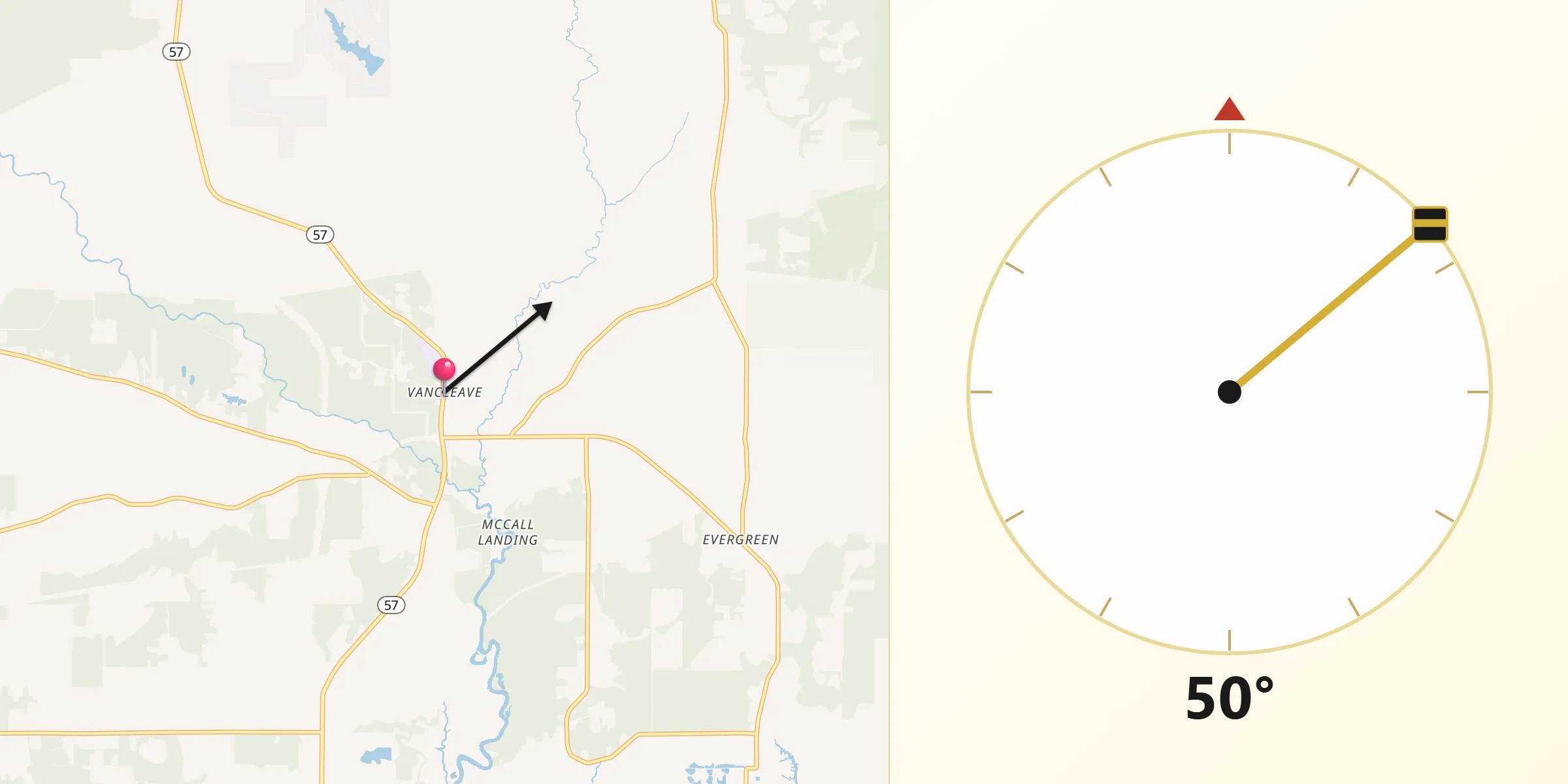 Qibla Direction from Vancleave