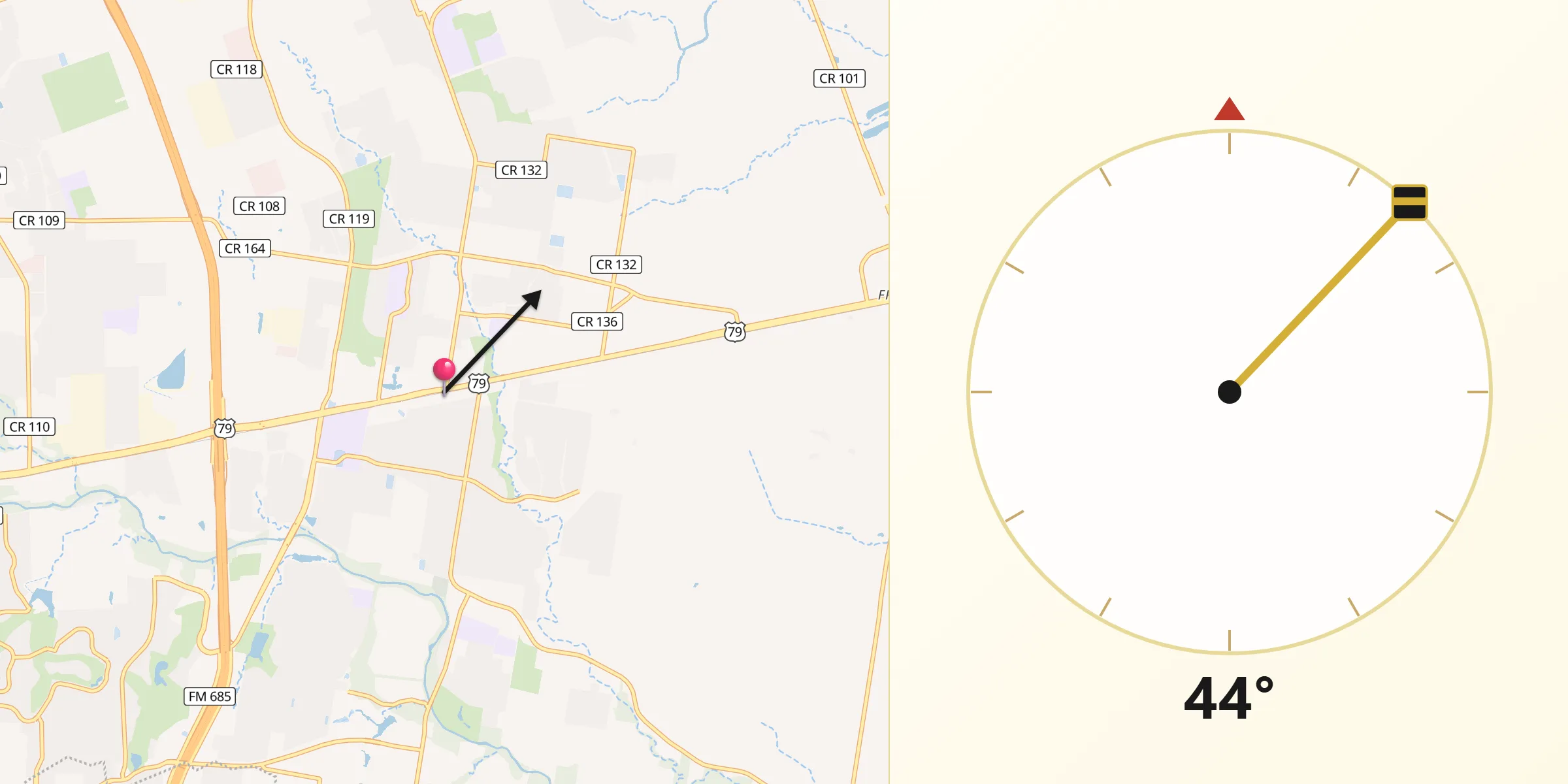 Qibla Direction from Hutto