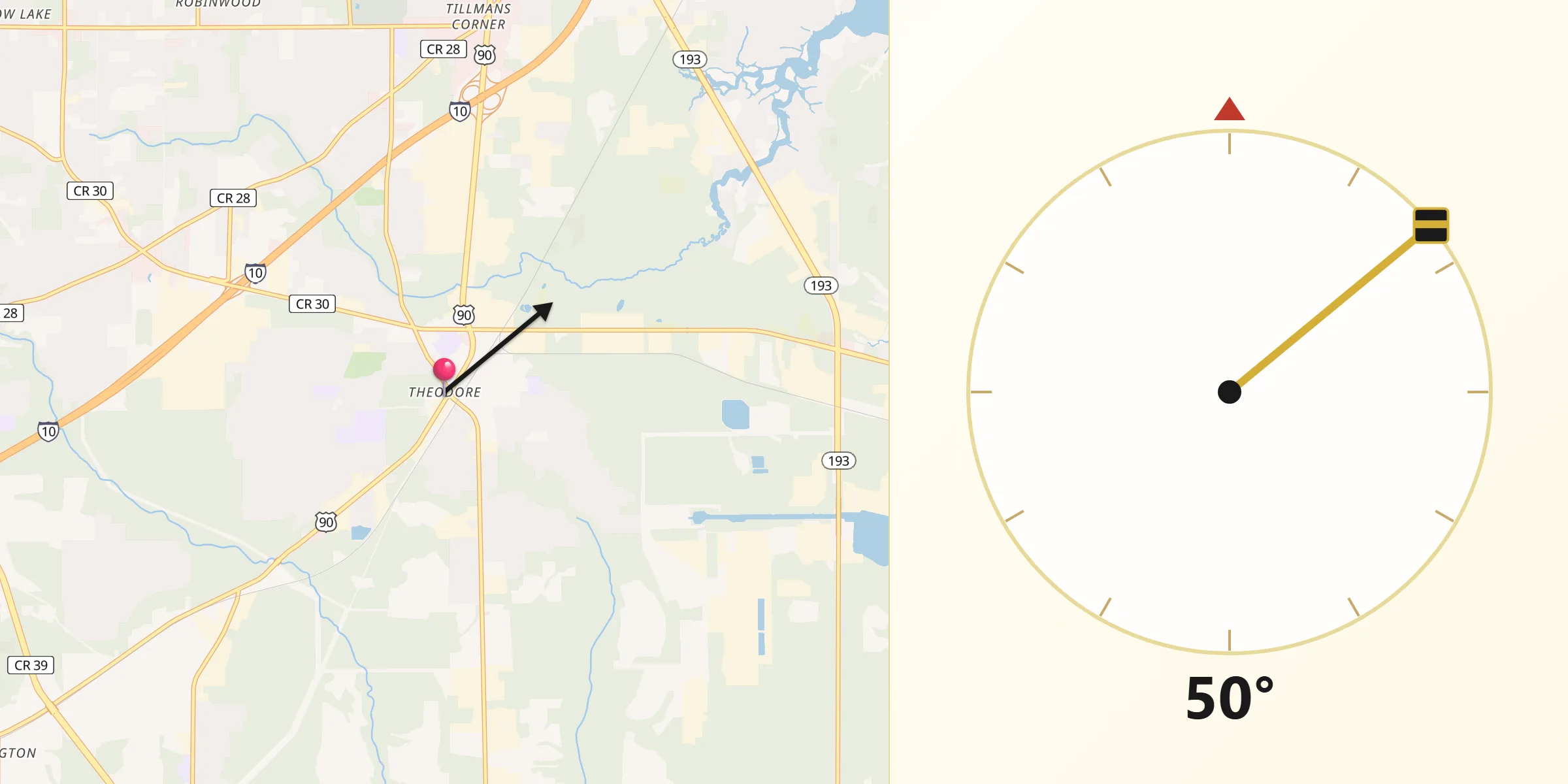 Qibla Direction from Theodore