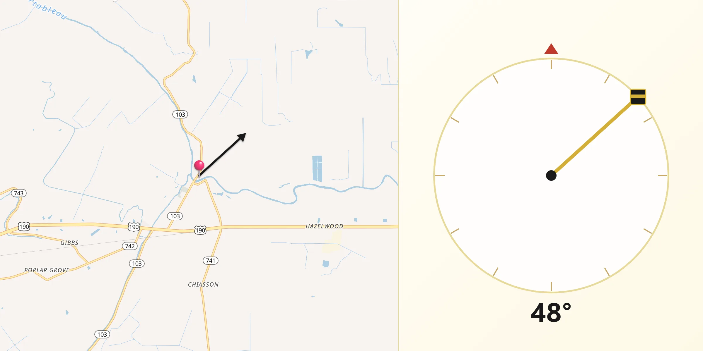 Qibla Direction from Port Barre