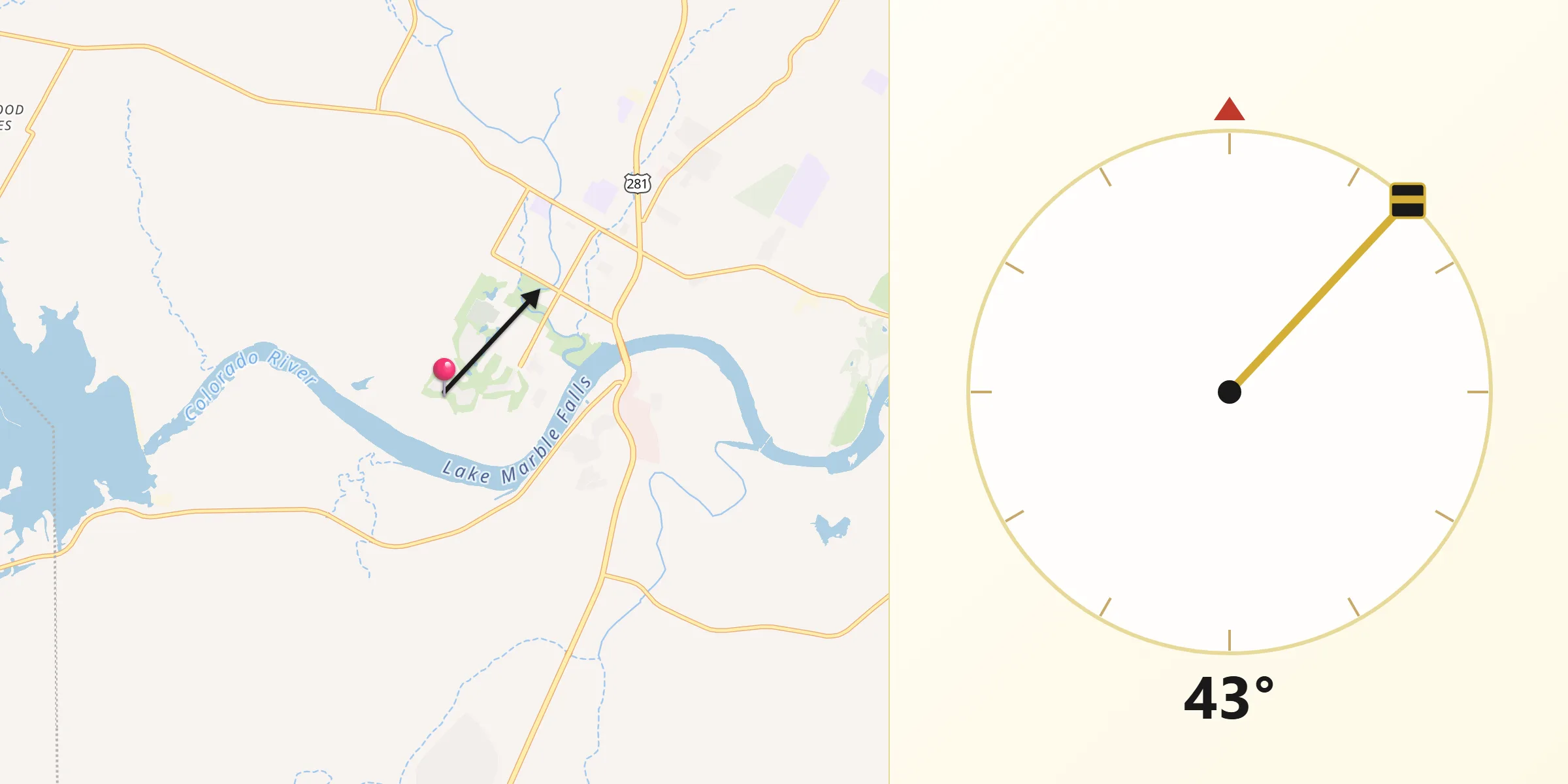 Qibla Direction from Meadowlakes