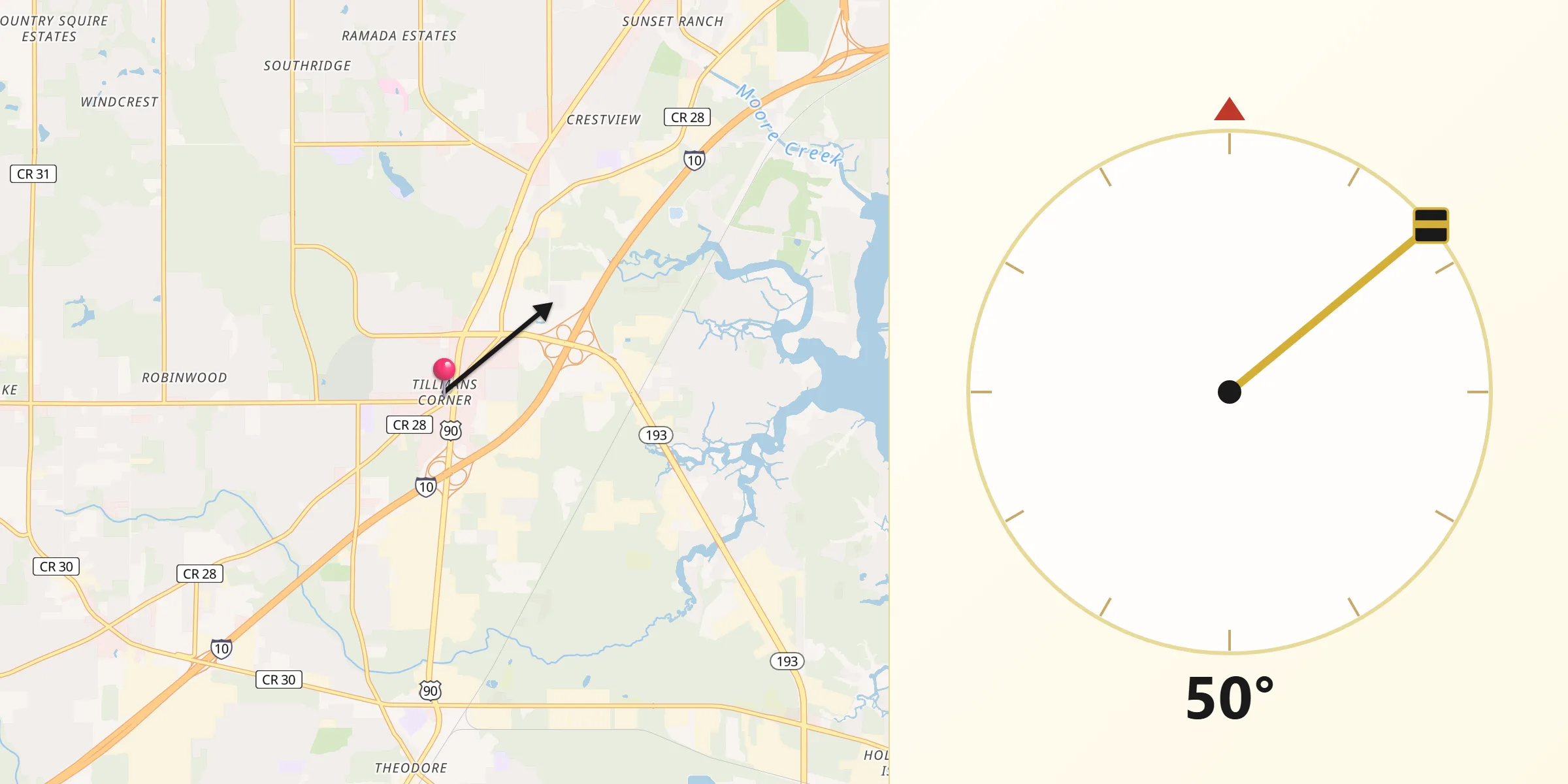 Qibla Direction from Tillmans Corner