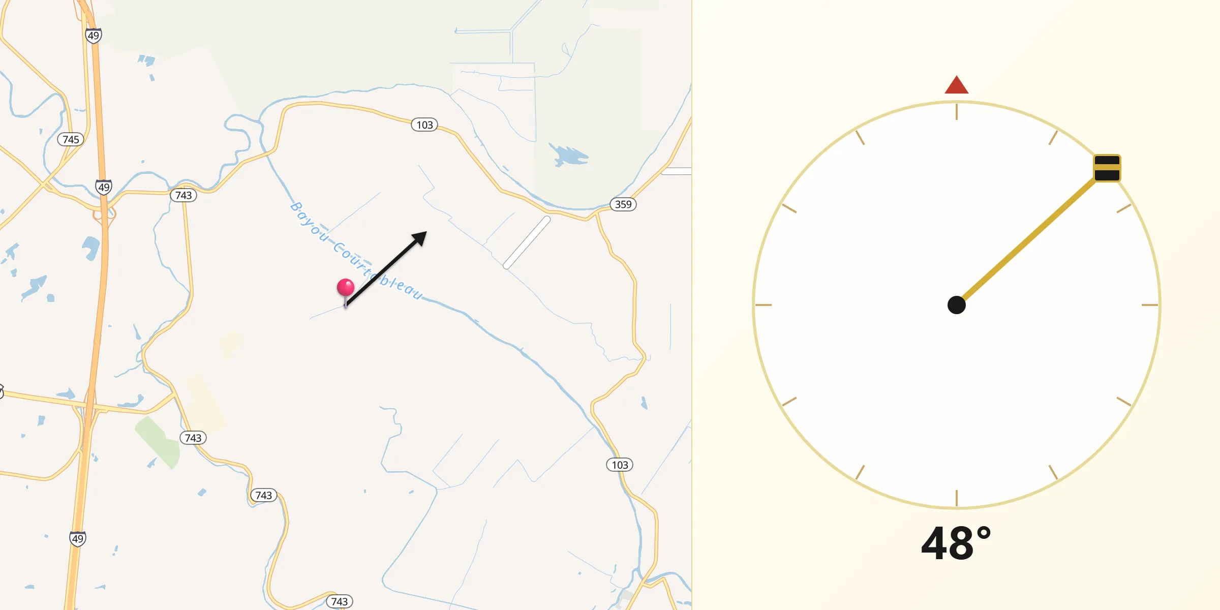 Qibla Direction from Saint Landry