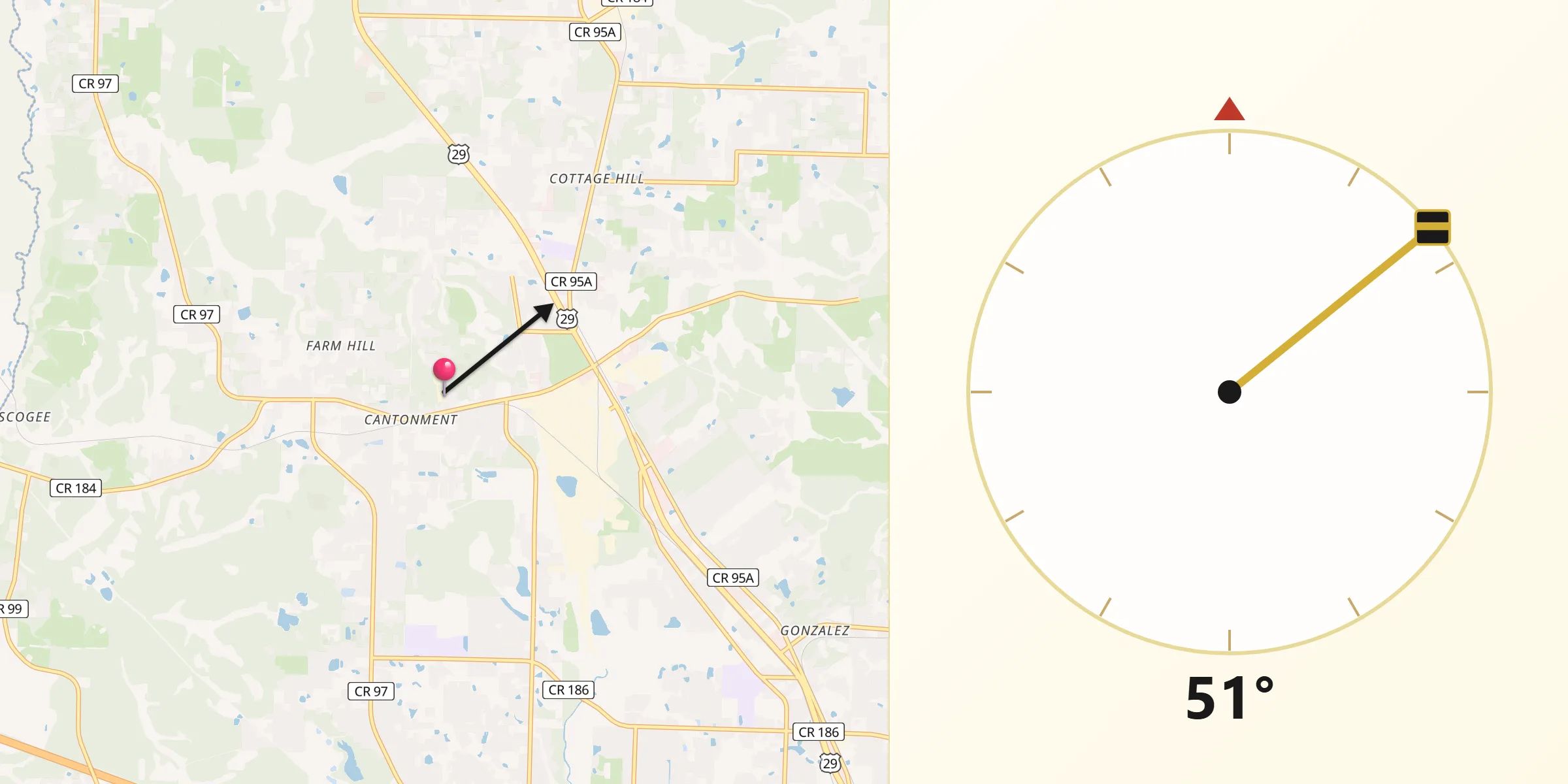 Qibla Direction from Cantonment