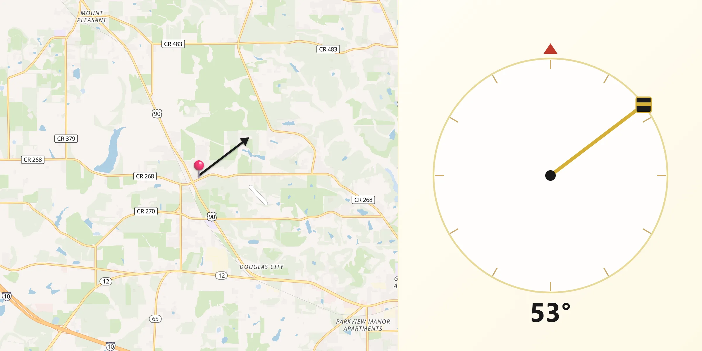 Qibla Direction from Gretna