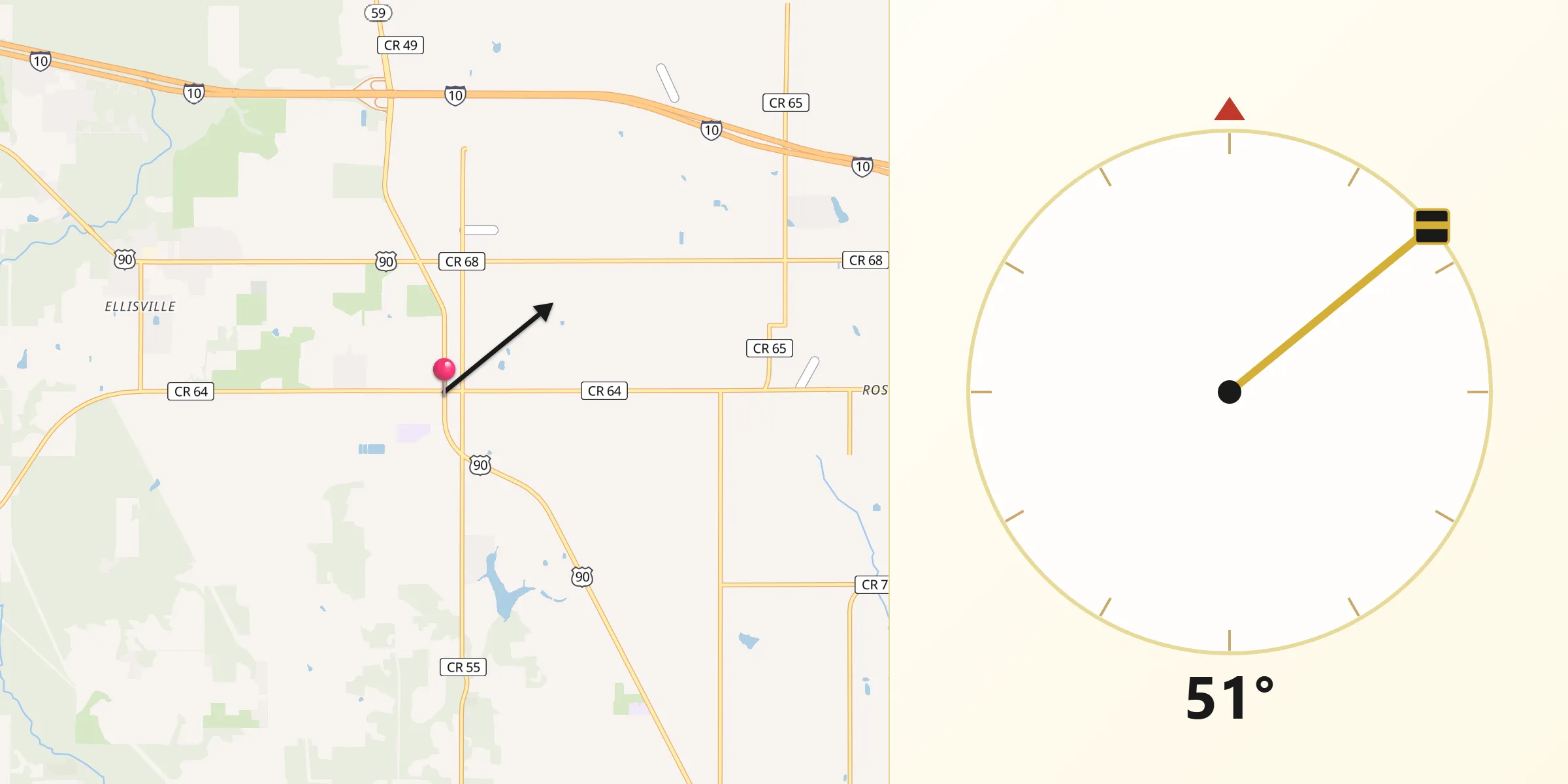 Qibla Direction from Loxley