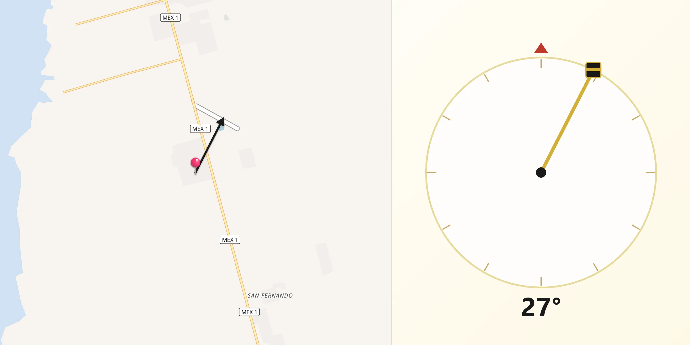 Dirección de la Qibla desde Ejido General Leandro Valle