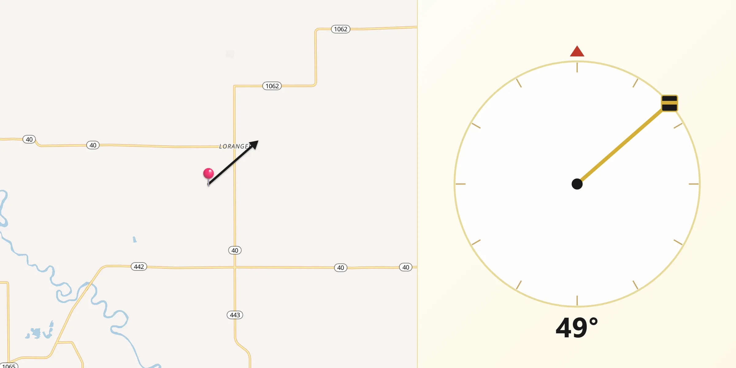 Qibla Direction from Tangipahoa