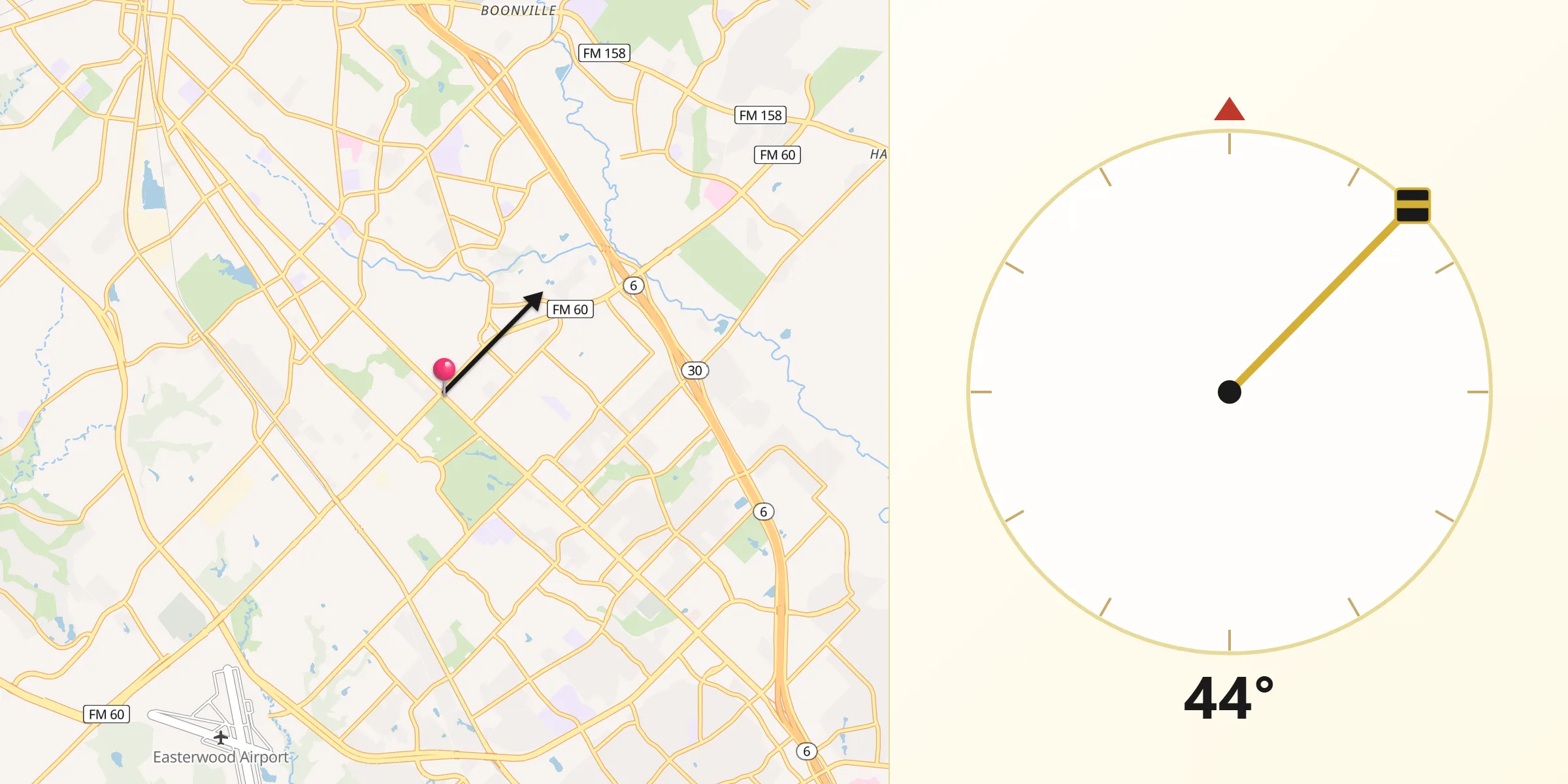 Qibla Direction from College Station