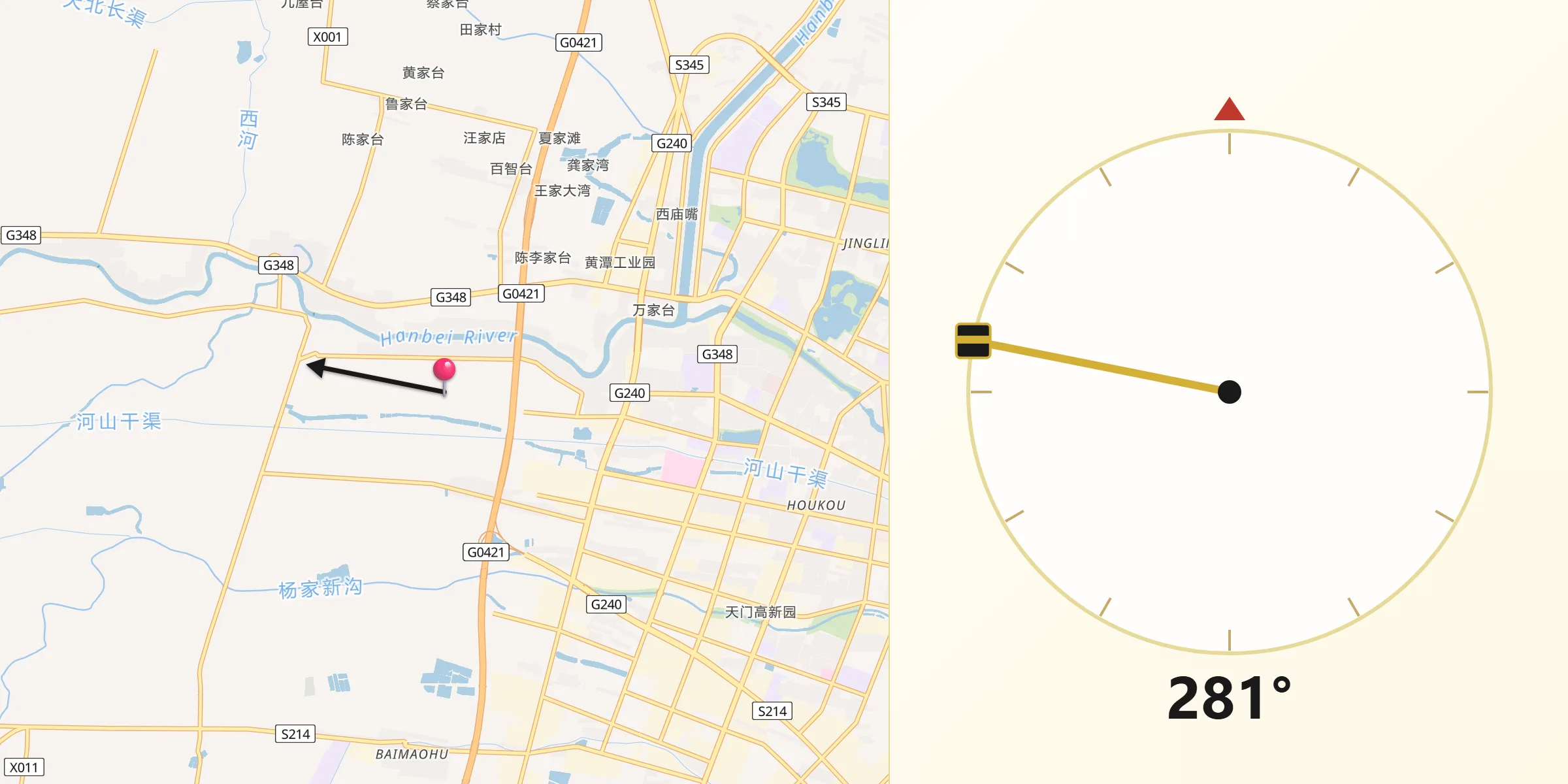 从竟陵街道朝向麦加的方向