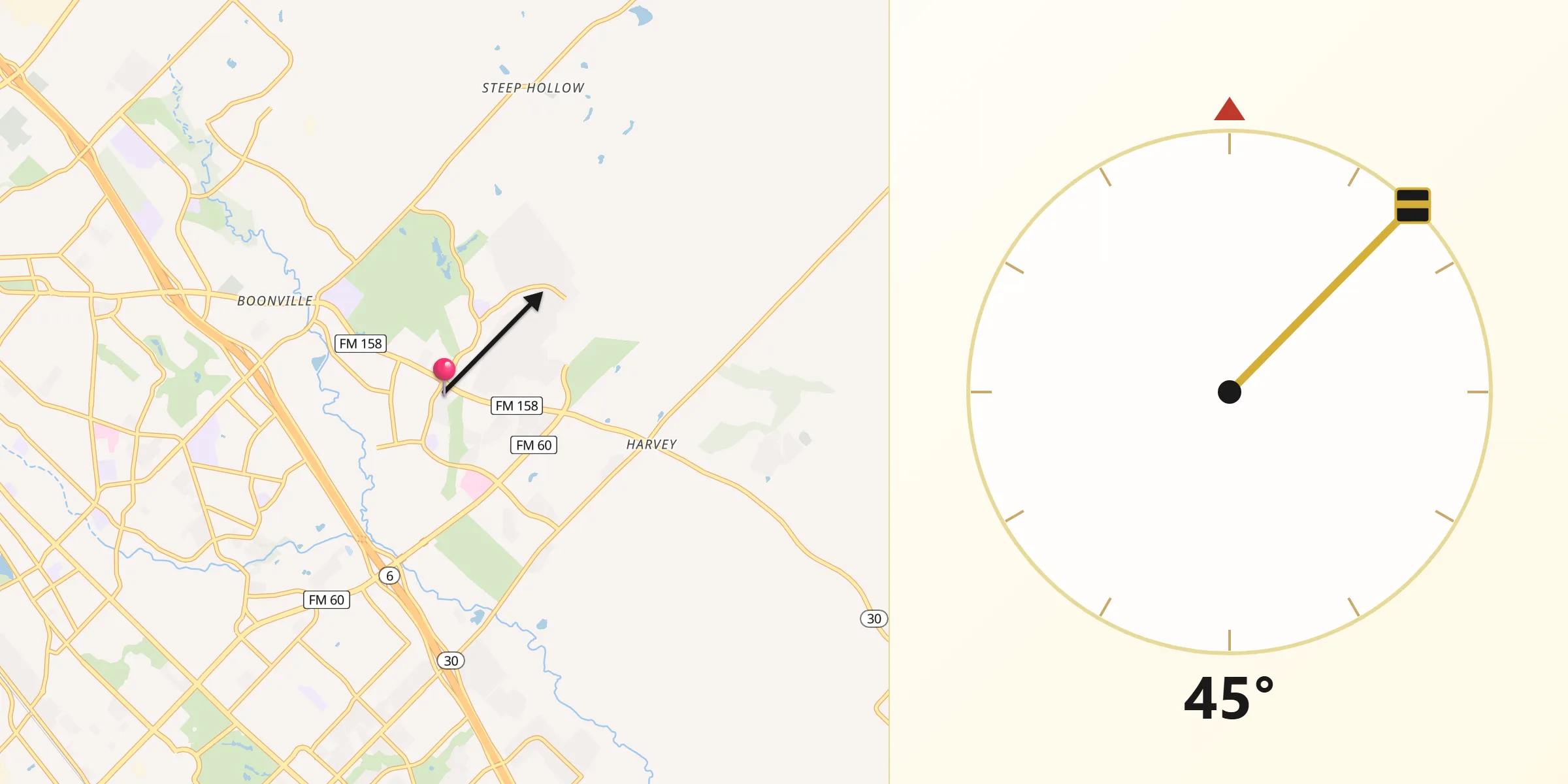 Qibla Direction from Brazos