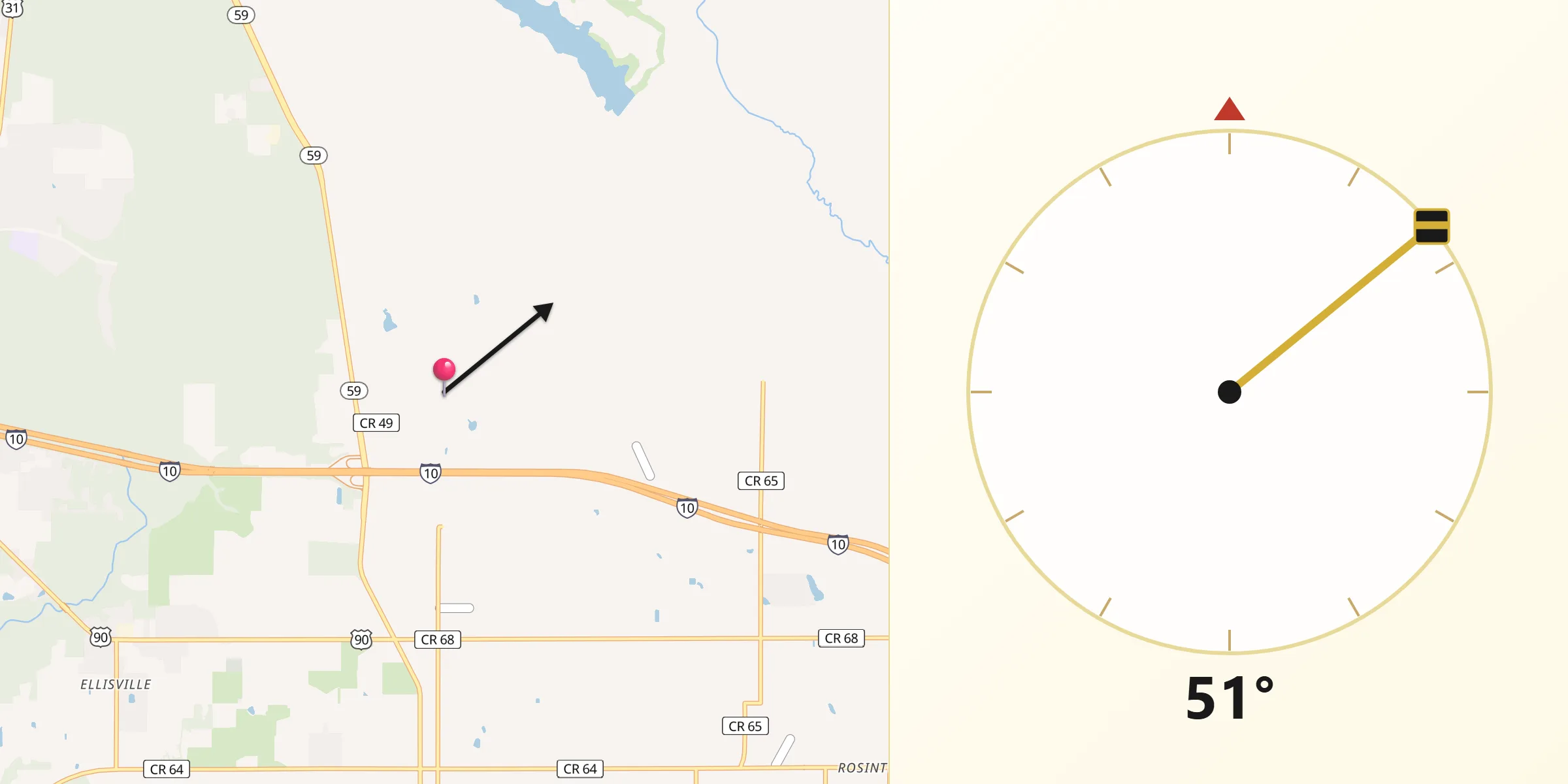 Qibla Direction from Baldwin County