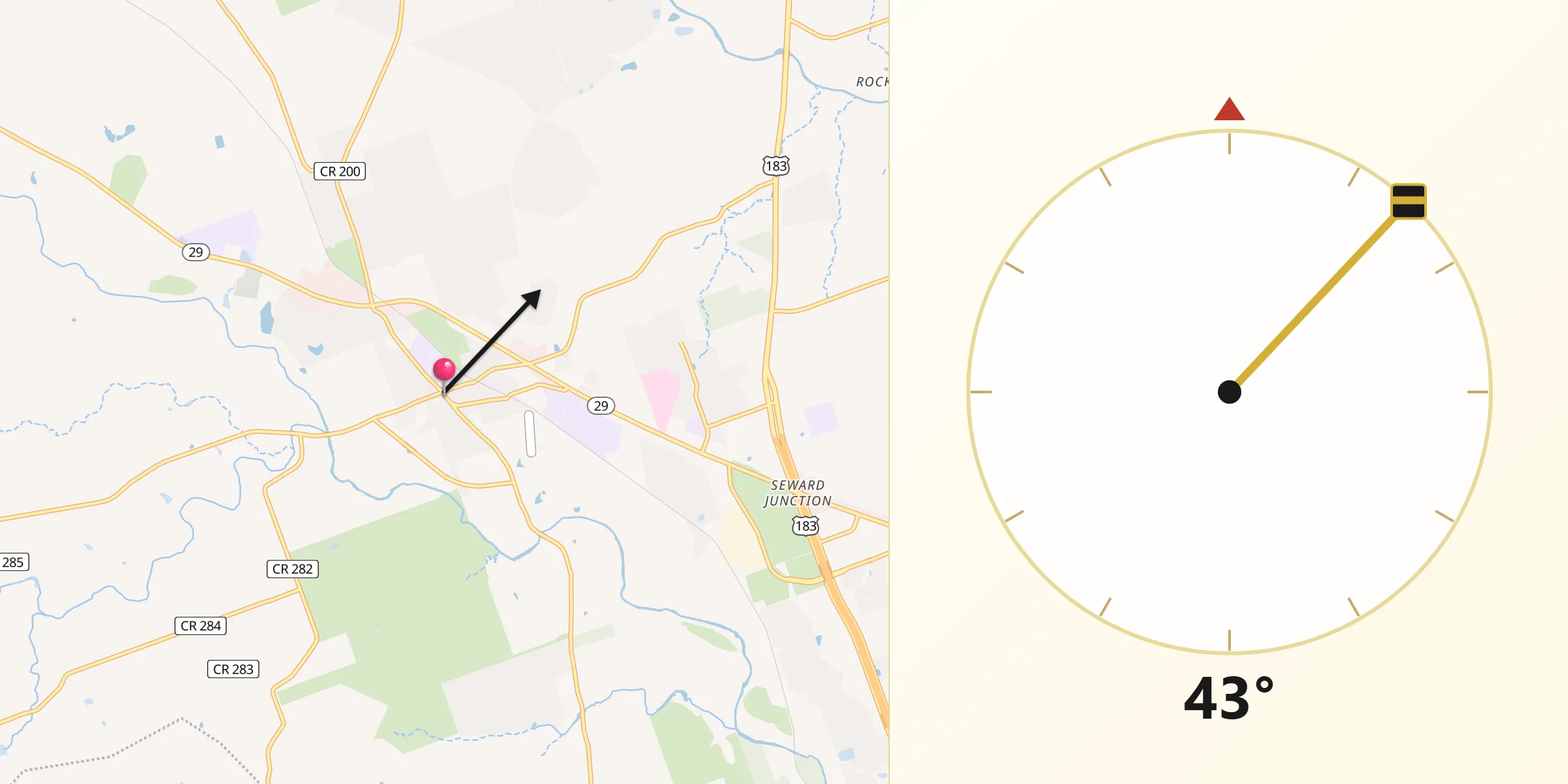 Qibla Direction from Liberty Hill