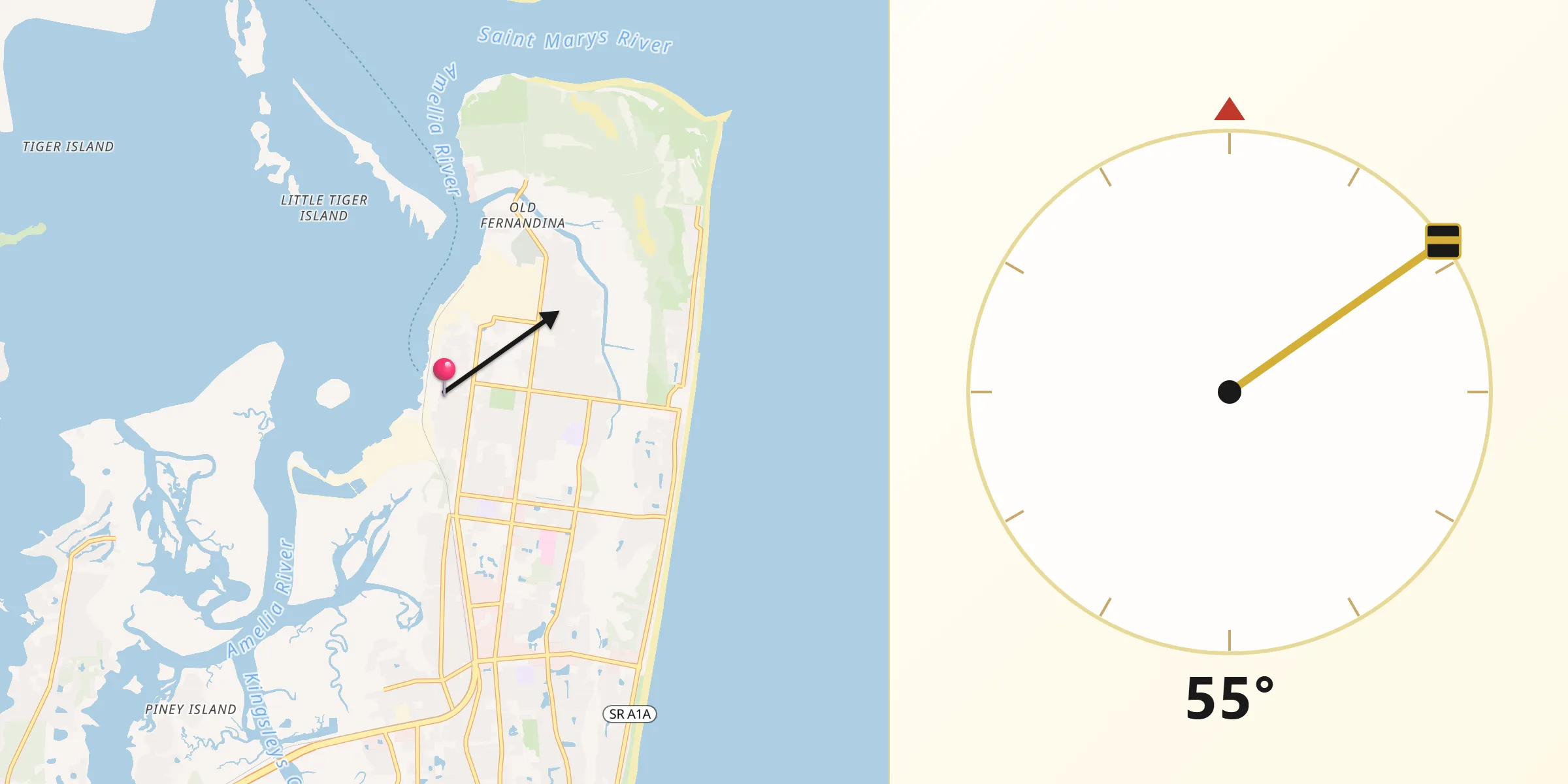 Qibla Direction from Fernandina Beach