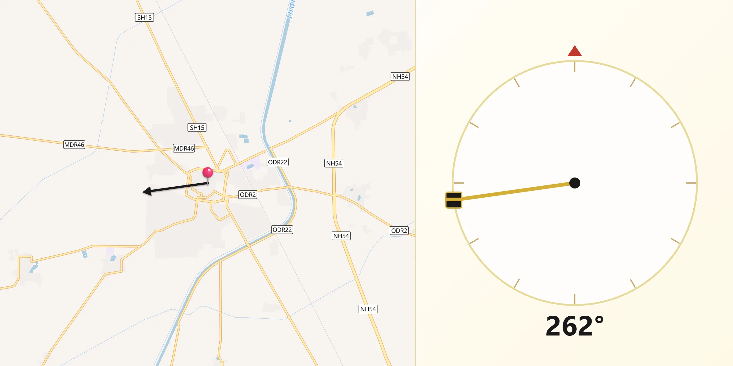 Qibla Direction from Faridkot