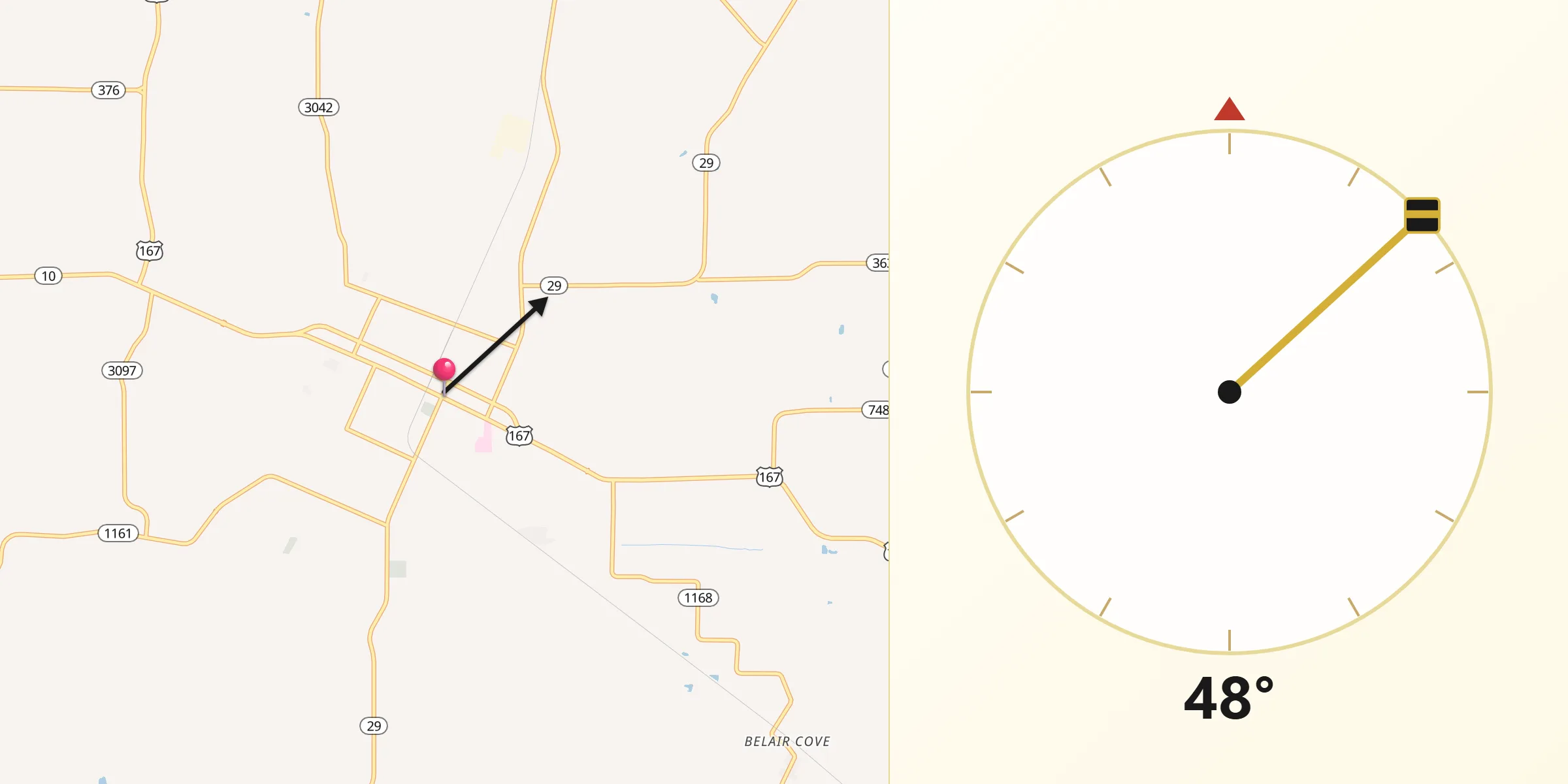 Qibla Direction from Ville Platte