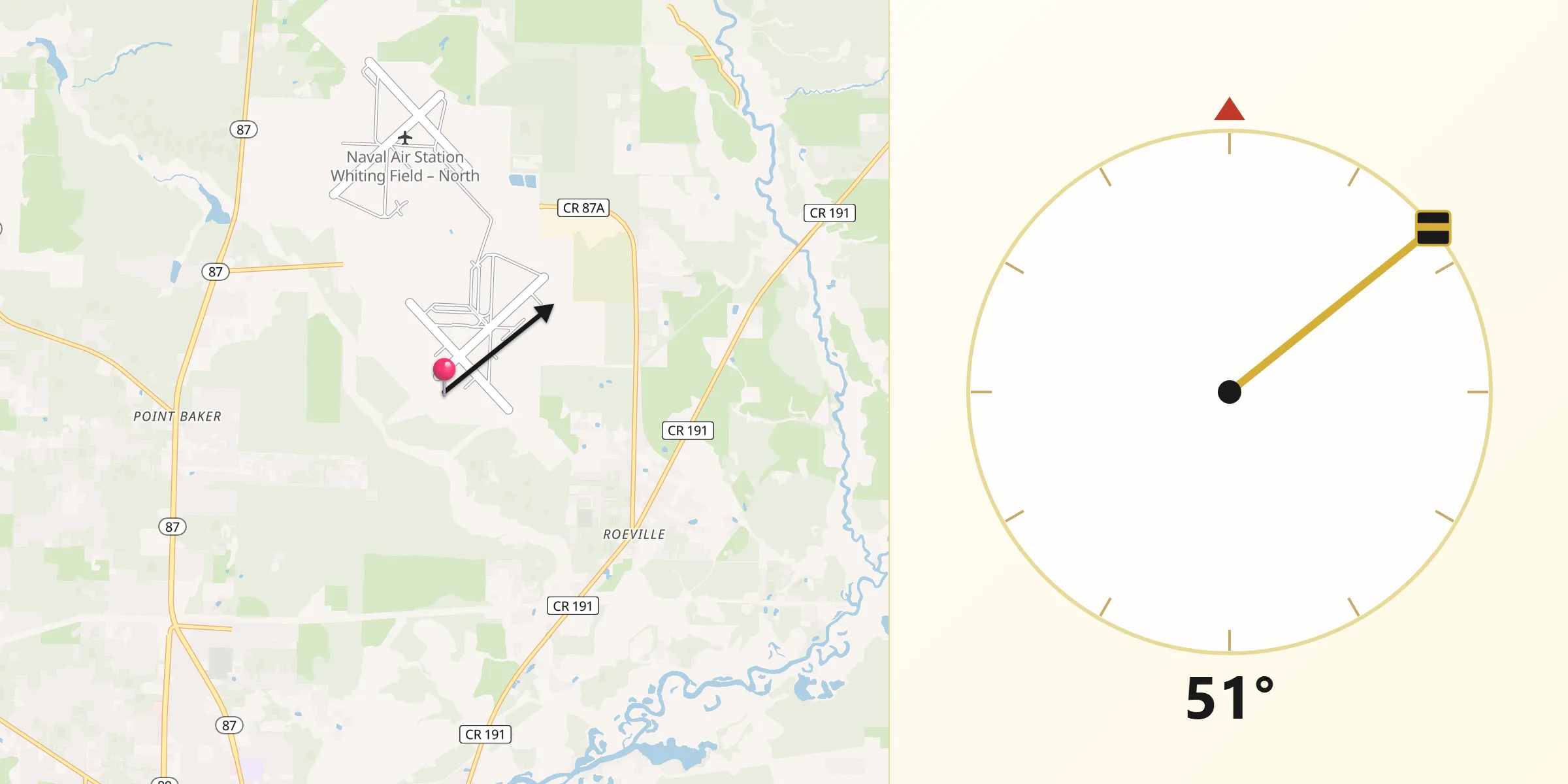 Dirección de la Qibla desde Santa Rosa