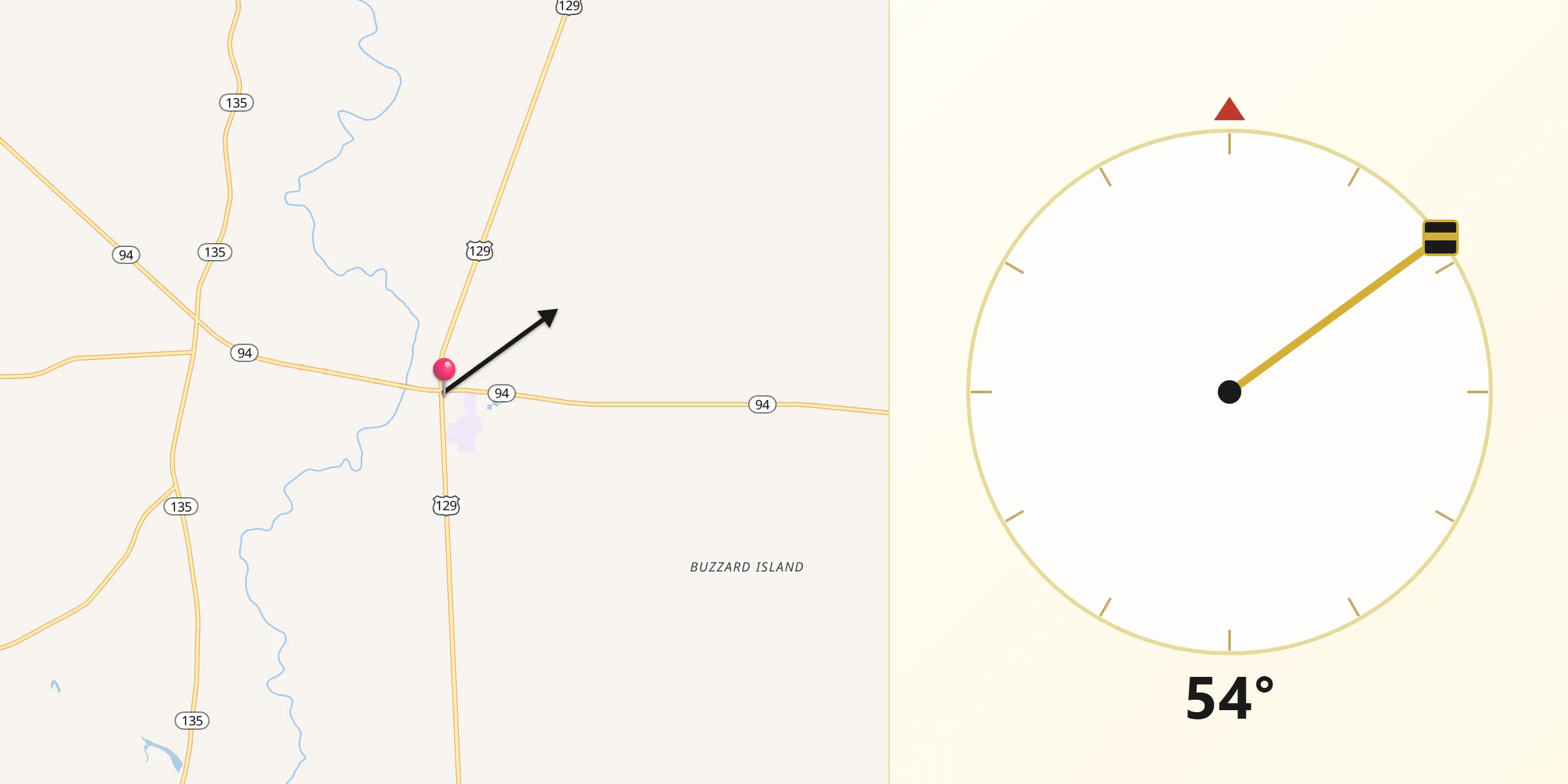 Qibla Direction from Statenville