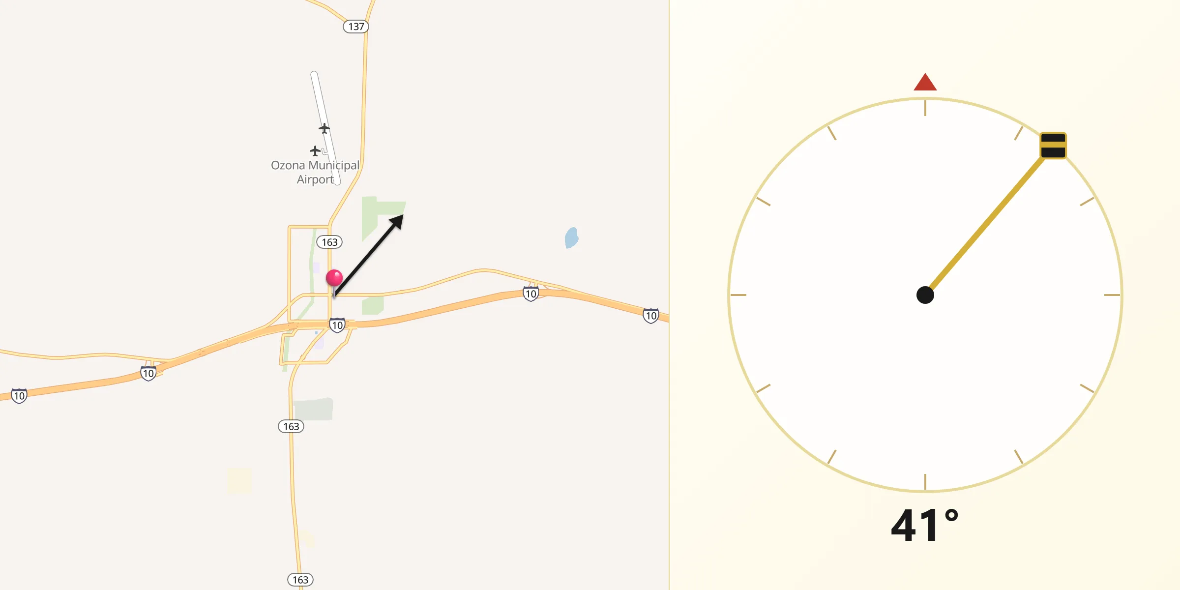 Qibla Direction from Ozona
