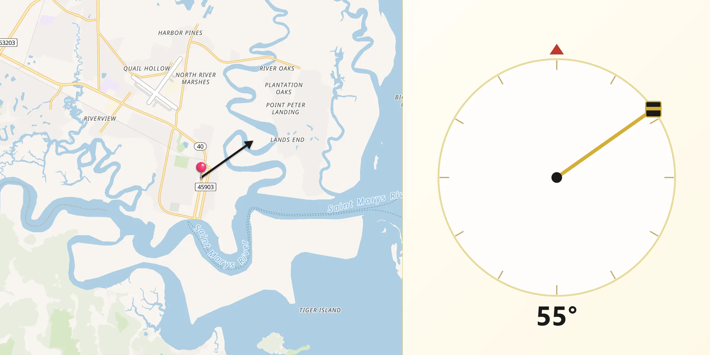 Qibla Direction from St. Marys