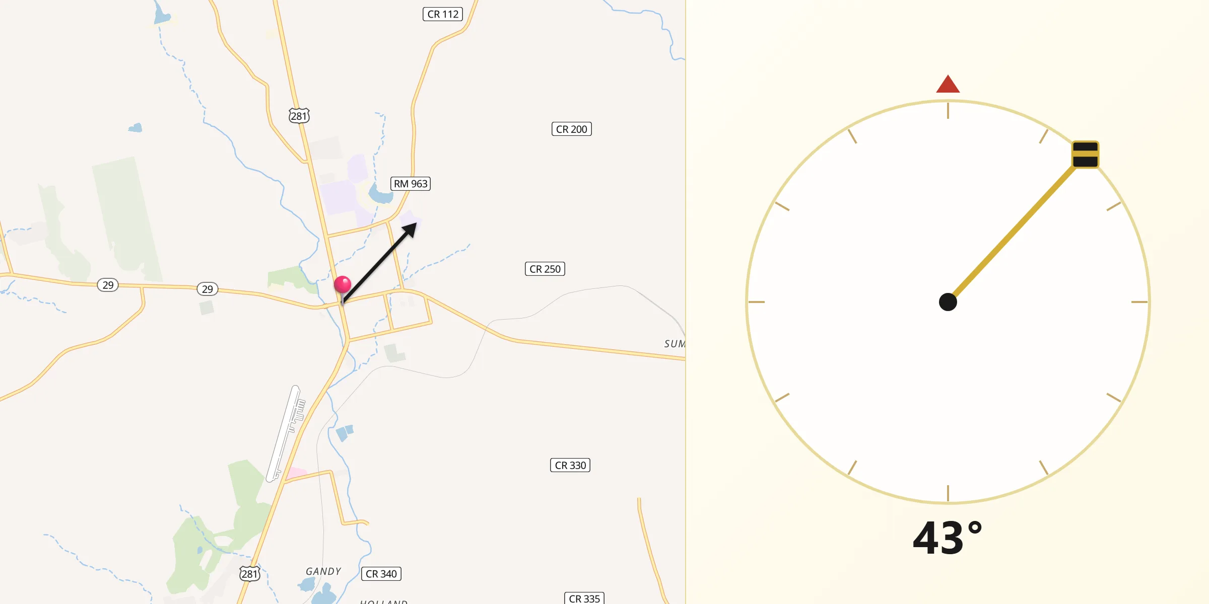 Qibla Direction from Burnet