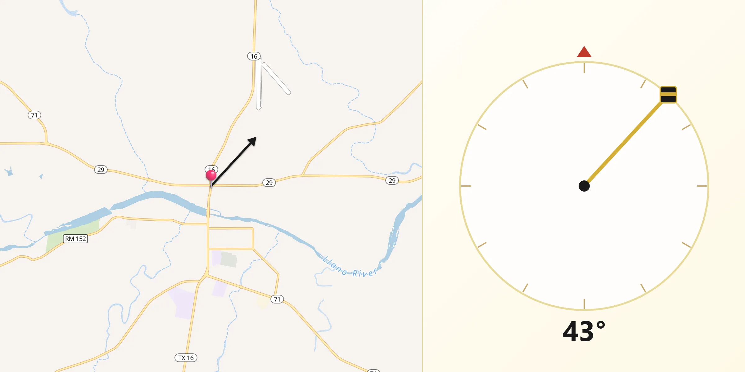 Qibla Direction from Llano